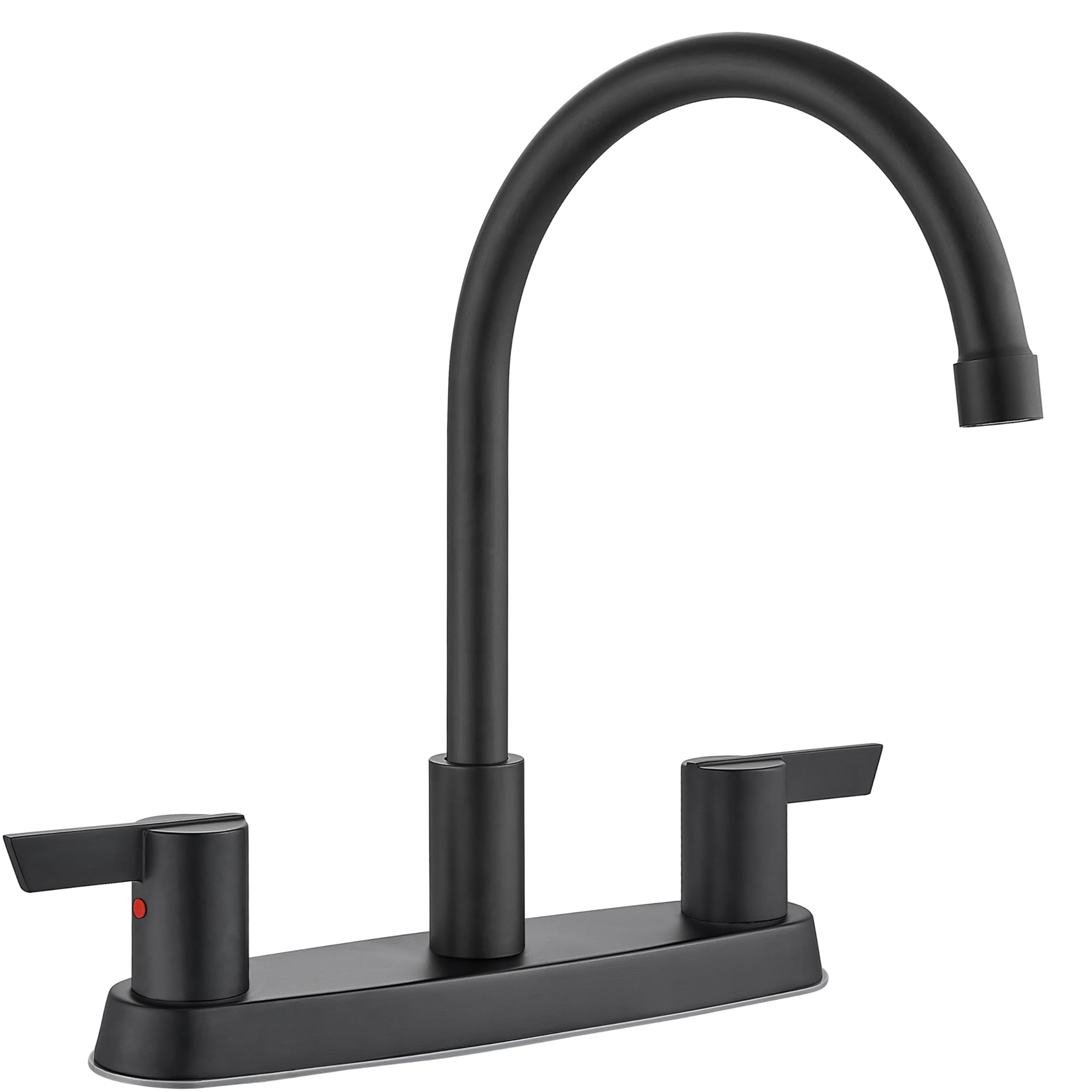 Cinwiny 3 Hole Kitchen Faucets 2 Handle Rv Kitchen Sink Faucet High Arc 360°Rotating Spout 8 Inch Kitchen Faucet Without Side Sprayer,Matte Black