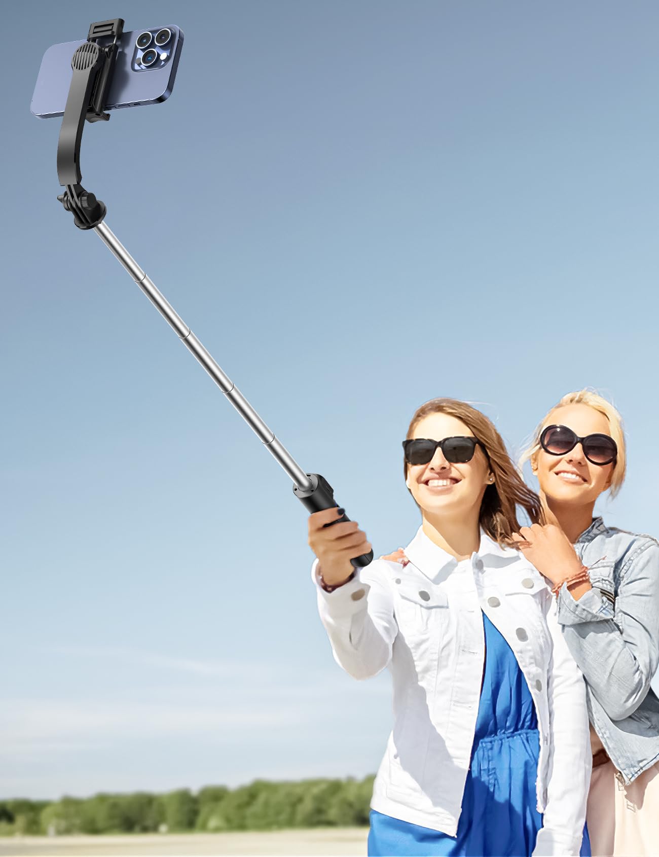 Kzomkzoo Selfie Stick Tripod With Detachable Phone Holder, 41.7" Extendable Phone Tripod With Remote, 360° Rotatable Stand For Iphone, Samsung, And Android Smartphones (Black)
