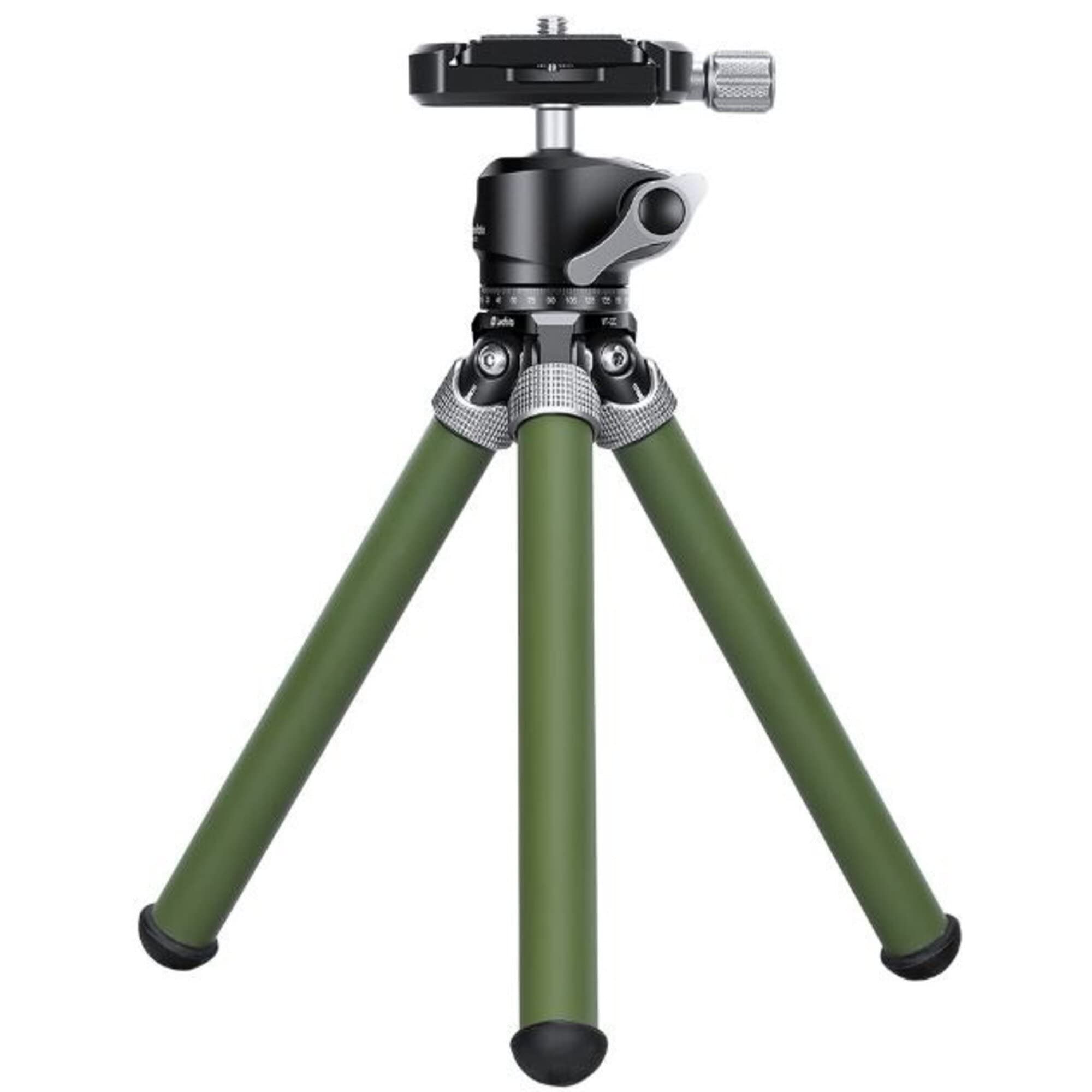 Leofoto Mt-02C+Lh-22 Carbon Fiber Mini Travel Tabletop Tripod, 2 Leg Section, 1/4" Tripod Mounting Stud Ball Head Kit (Olive)