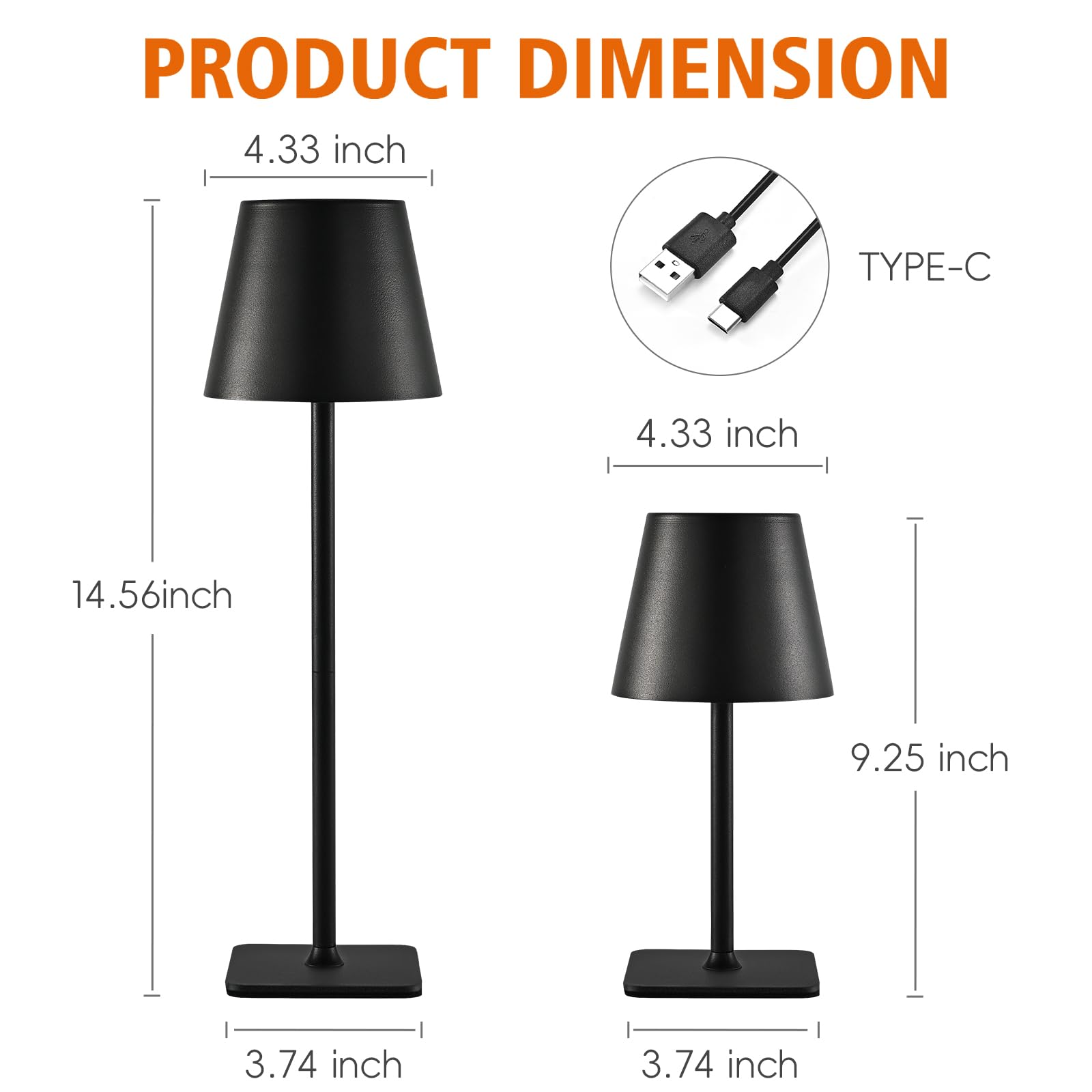 Cyddup Rechargeable Table Lamp, Cordless Table Lamps Rechargeable, 4000Mah Battery Operated Table Lamp, 3 Colors Stepless Dimming Led Table Lamp, Wireless Table Lamp For Restaurant/Dining/Bedroom
