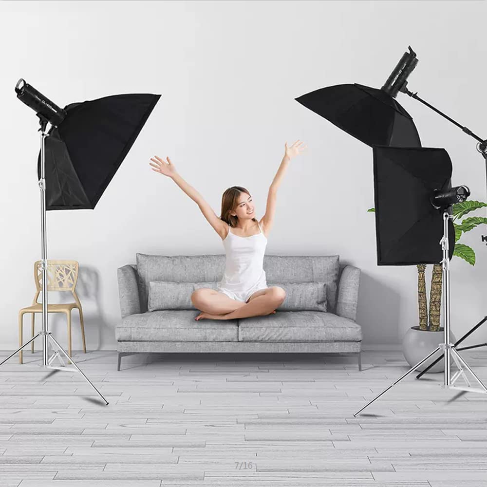 Cevoqin Light Stand Photography Heavy Duty Stainless Steel Light Stand,Photography Spring Cushion Light Stand With 1/4"To3/8" Universal Adapter For Studio Strobe Flash Softbox Max Load 22Lb Length 9.3Ft/112In
