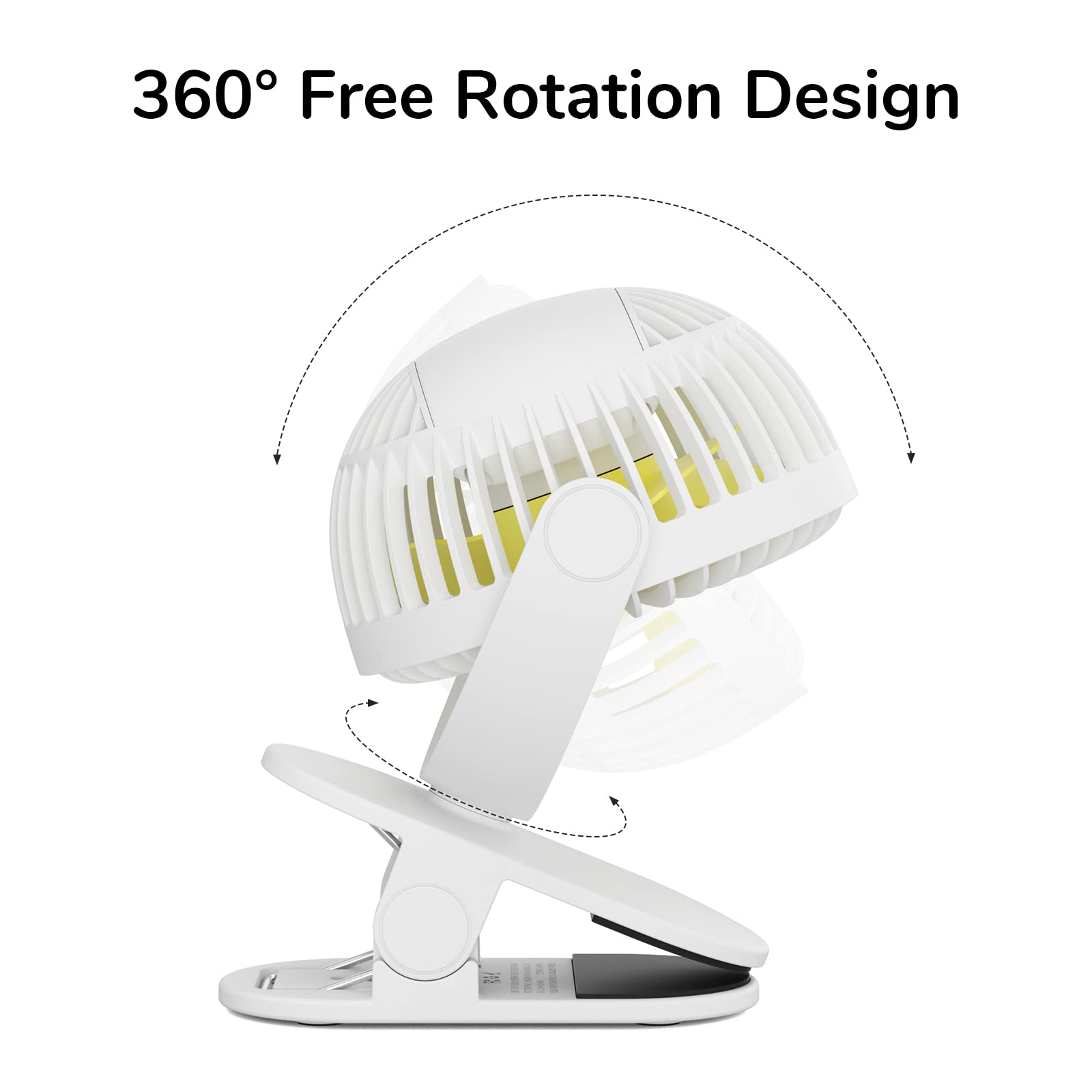 Jisulife Clip On Fan, Portable Stroller Fan 4000Mah Rechargeable, Small Desk Battery Operated