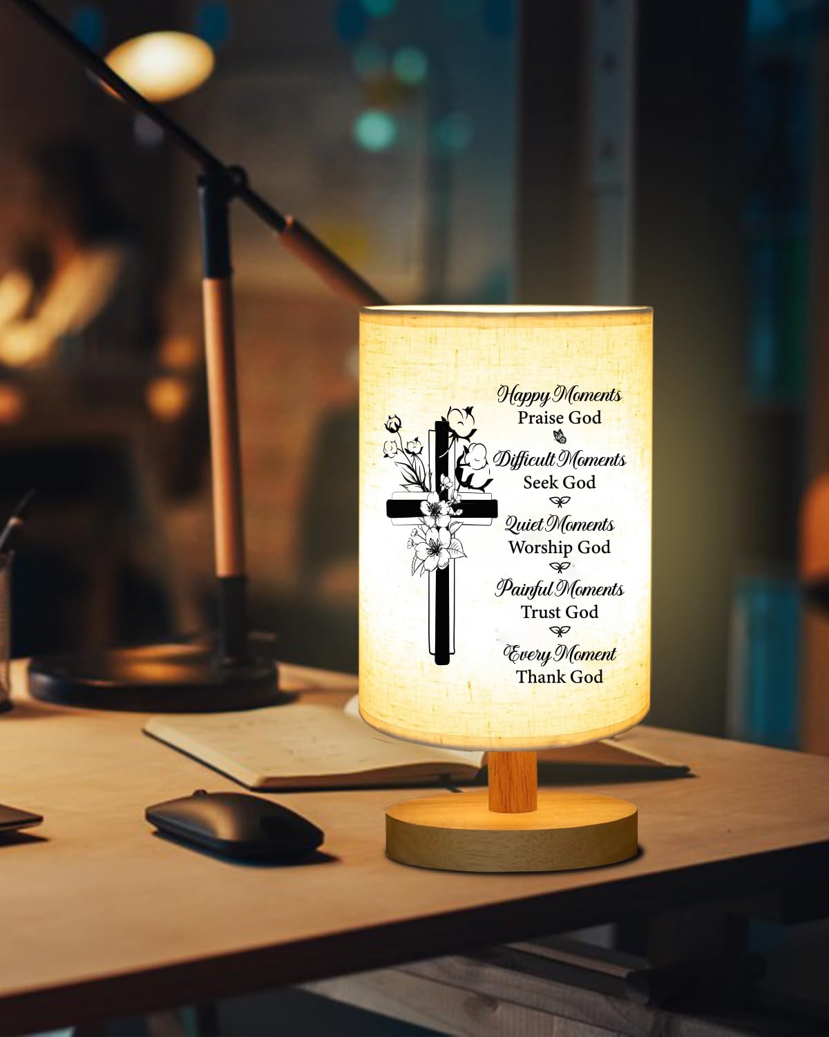 Gorgifty Christian For Women Faith, Inspirational Fabric Table Lamp , Christmas Birthday For Women, Men, Sister, Friends, Religious For Women, Bedside Table Lamp