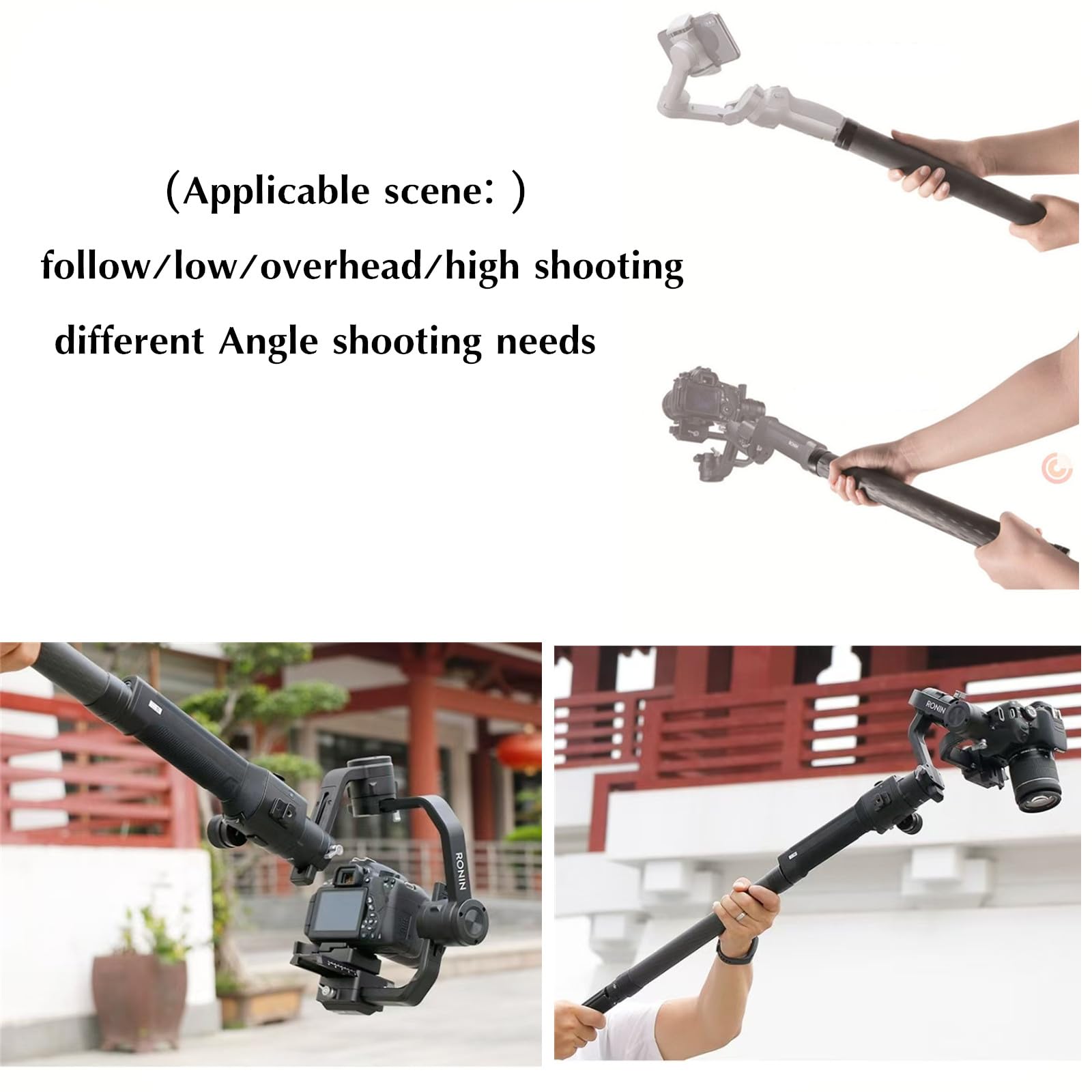 Dytdieyingtu Camera Stabilizer Vertical Shooting Low Angle Extension Rod Tripod 1/4 Handheld Extension Extension Accessories For Dji Ronin-S/Sc/Rsc2/Rs2/Rs3/Rs4 Moza-Air Air2 Aircoss2 Feiyu Scorp