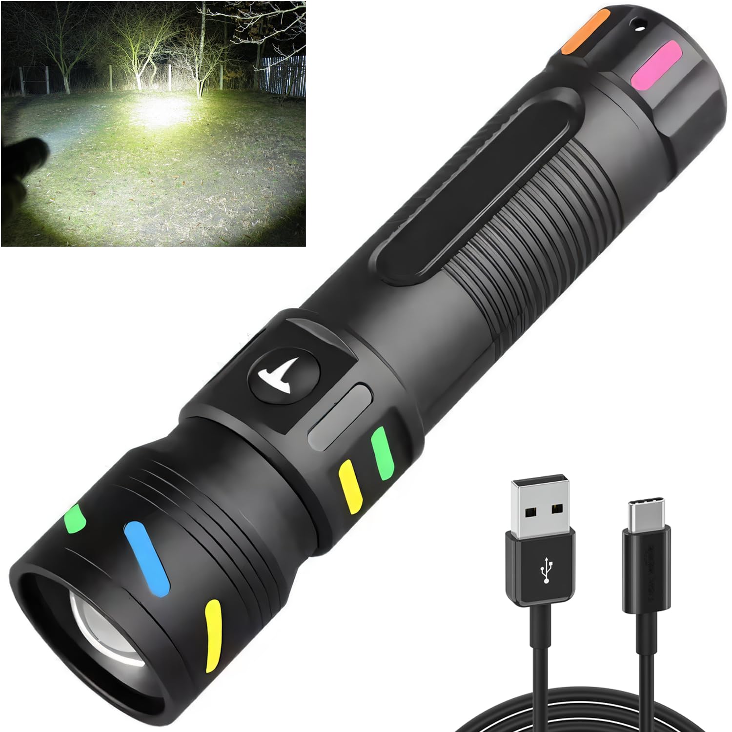 Kwznob Small Led Flashlights 5,000 High Lumens Rechargeable, Super Bright Flashlight With 3 Modes, Ipx6 Waterproof, Powerful Handheld Flash Light For Home Camping Emergency