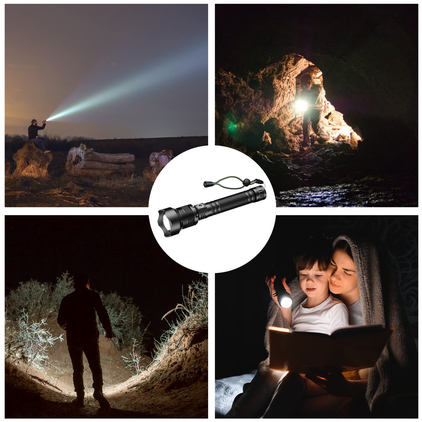 Kwznob Rechargeable Led Flashlight 990,000 High Lumens, Super Bright Powerful Handheld Flash Lights, Large Tactical Flashlight Outdoor With 5 Modes