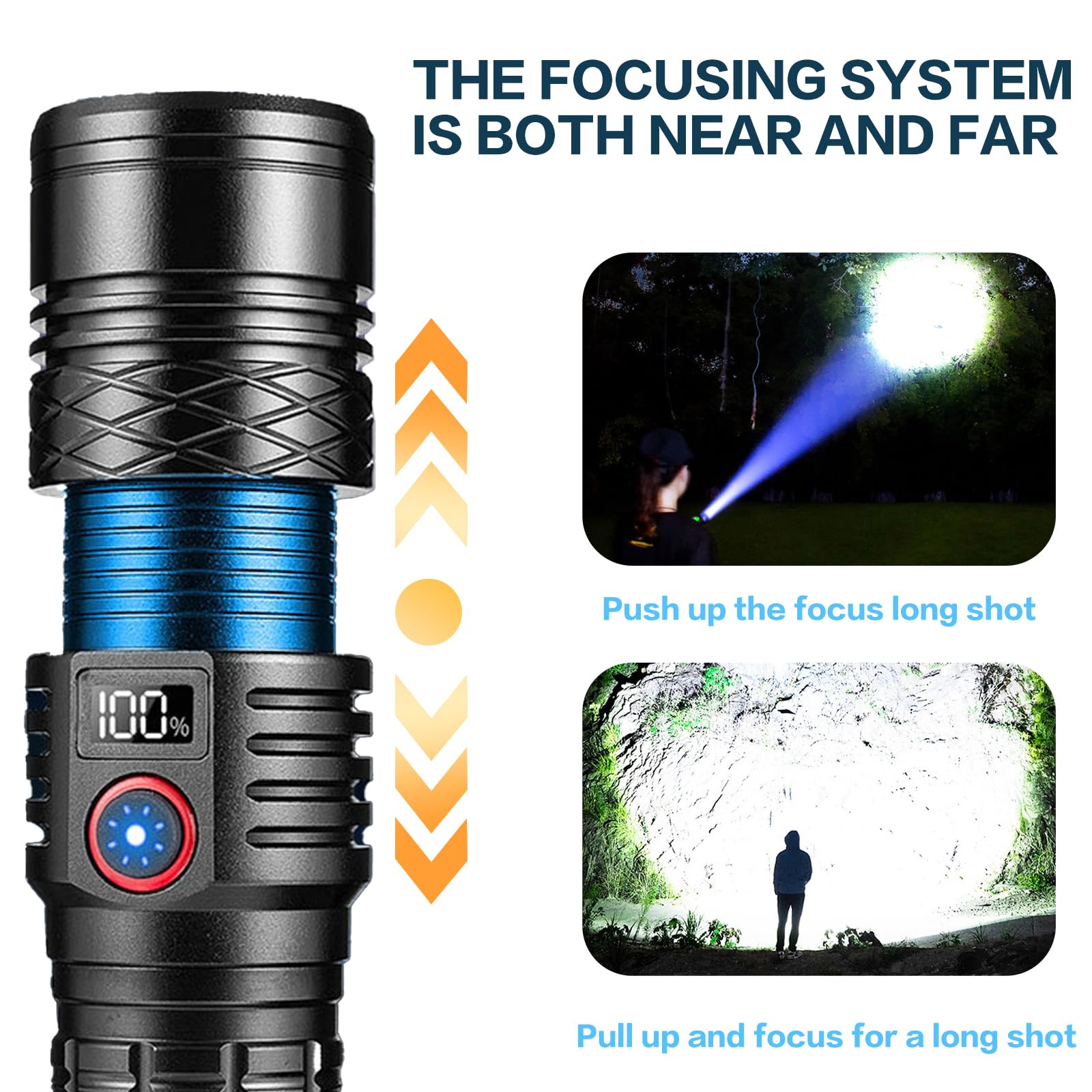 Wboxlizy Flashlights High Lumens Rechargeable, Super Bright Flashlight, Adjustable Utility Flashlight 5Mode Waterproof Handheld Flash Light For Emergencies, Camping, Hiking