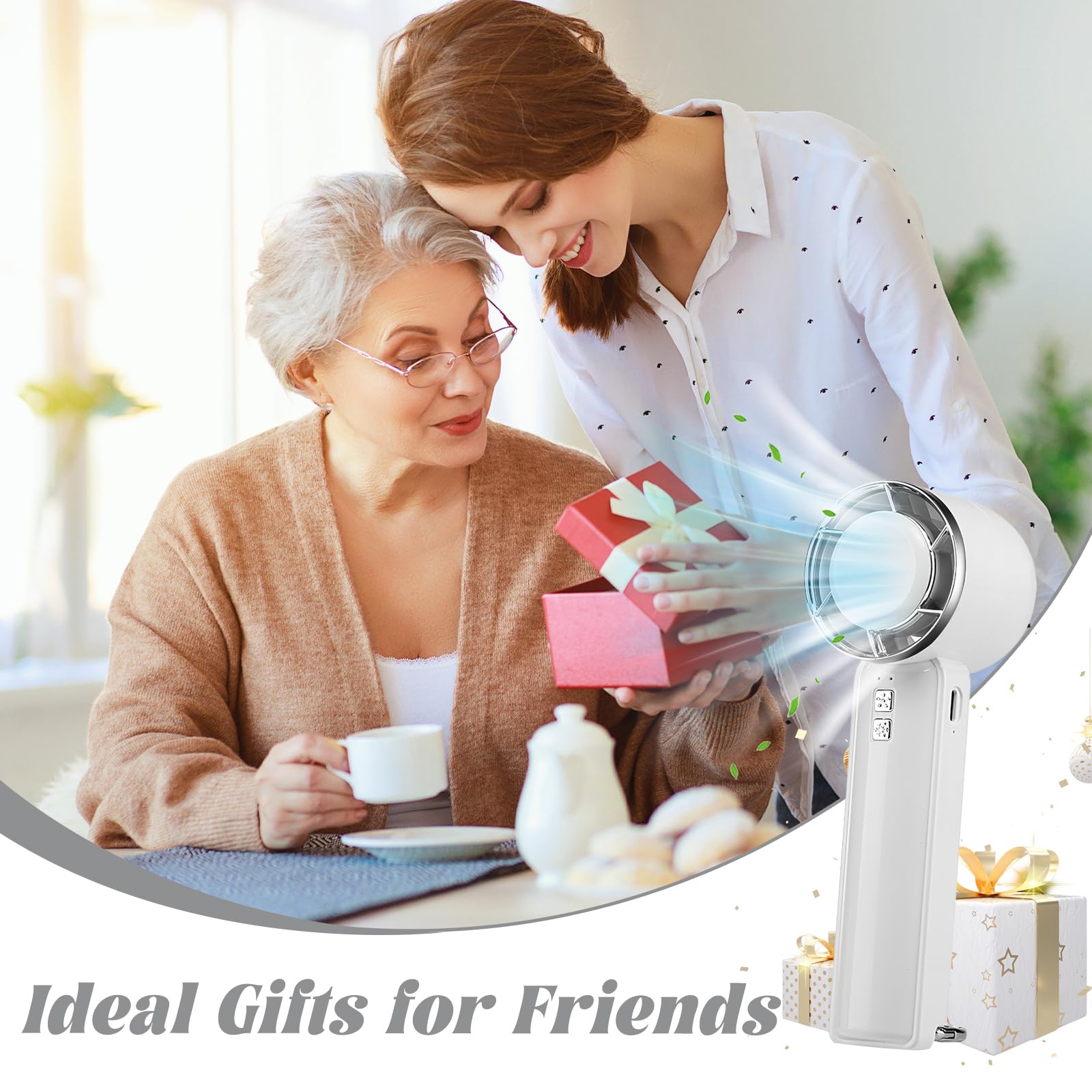 Portable Handheld Fan, 5 Level Wind Speed Regulation Fan, Quiet Mini Fans With Ice Compress, Cooling