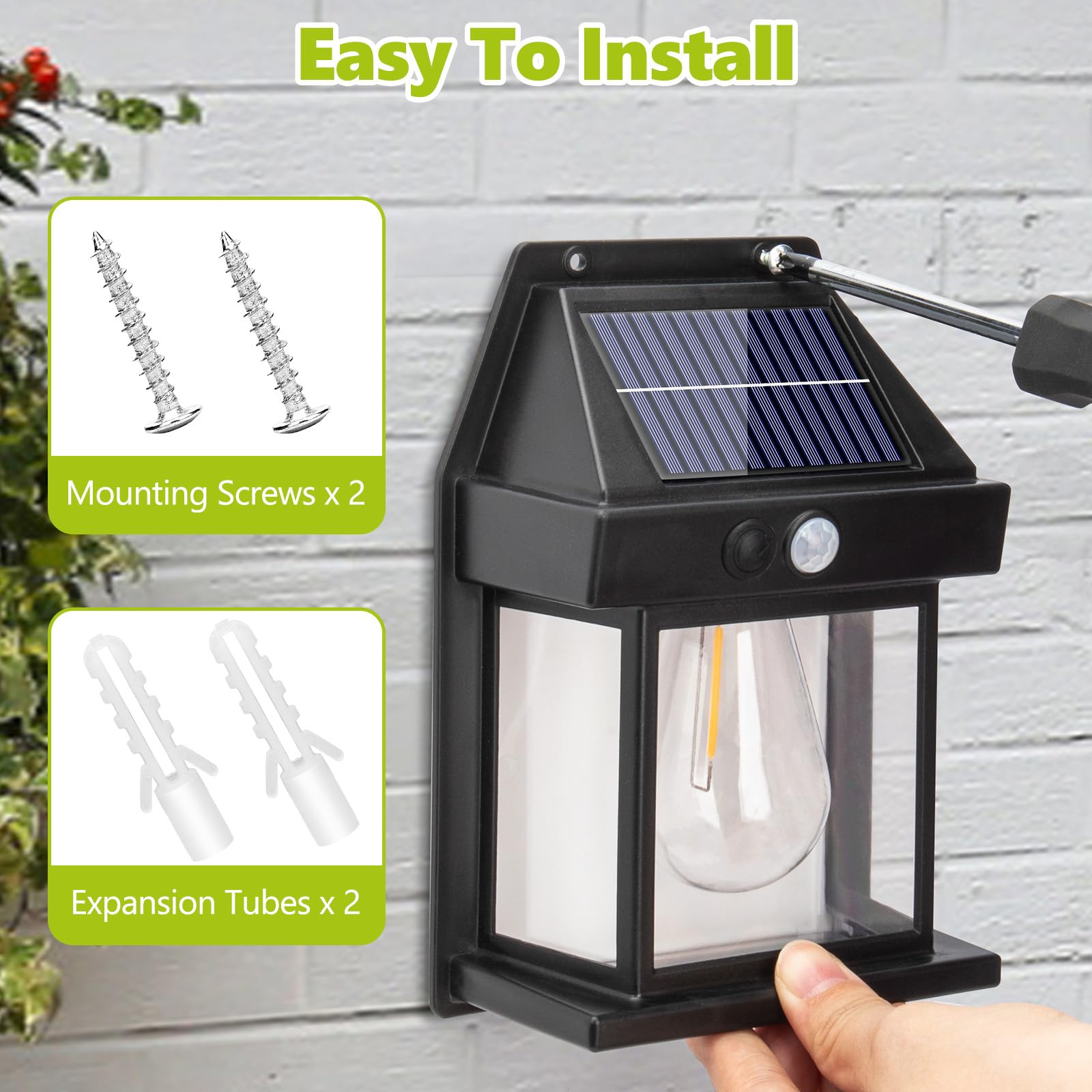 Axhhtvcgy Solar Wall Lights Outdoor，Waterproof Solar Porch Light, Wireless Motion Sensor Outdoor Lights,Suitable For Patios, Garages, Sheds, Doors, Yards