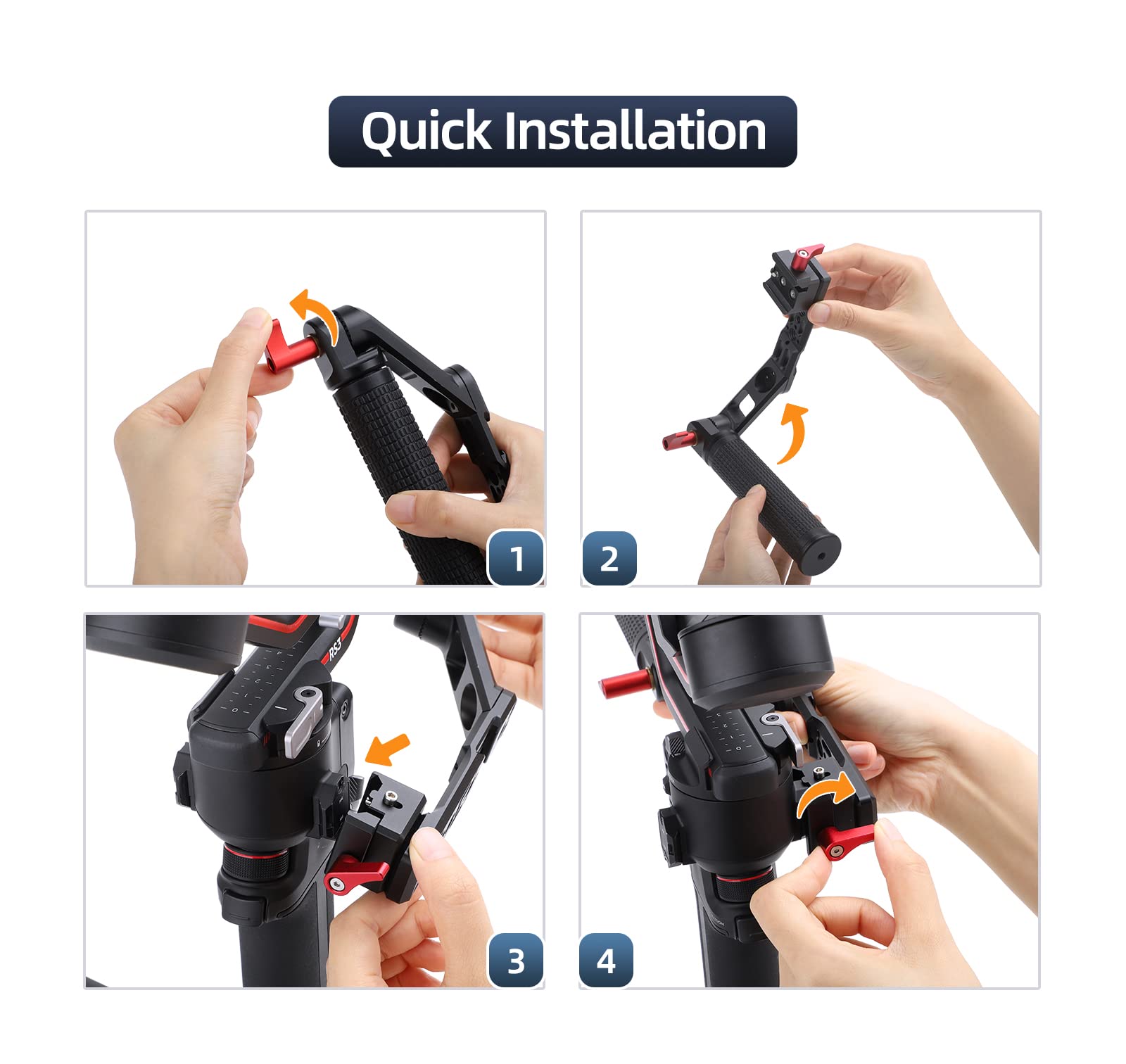 Zlit Adjustable Control Handle Sling Handgrip For Dji Rs 3 / Rsc 3 Pro/Rs 2 / Rsc 2 Gimbal Handheld Stabilizer (Black)