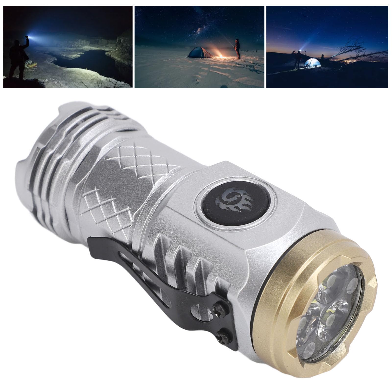 Ccylez Mini Led Flashlight, Widely Used Long Battery Life Small Multiple Modes Light Portable 3 Leds Powerful Flash Light For Outdoor Camping (Silver)
