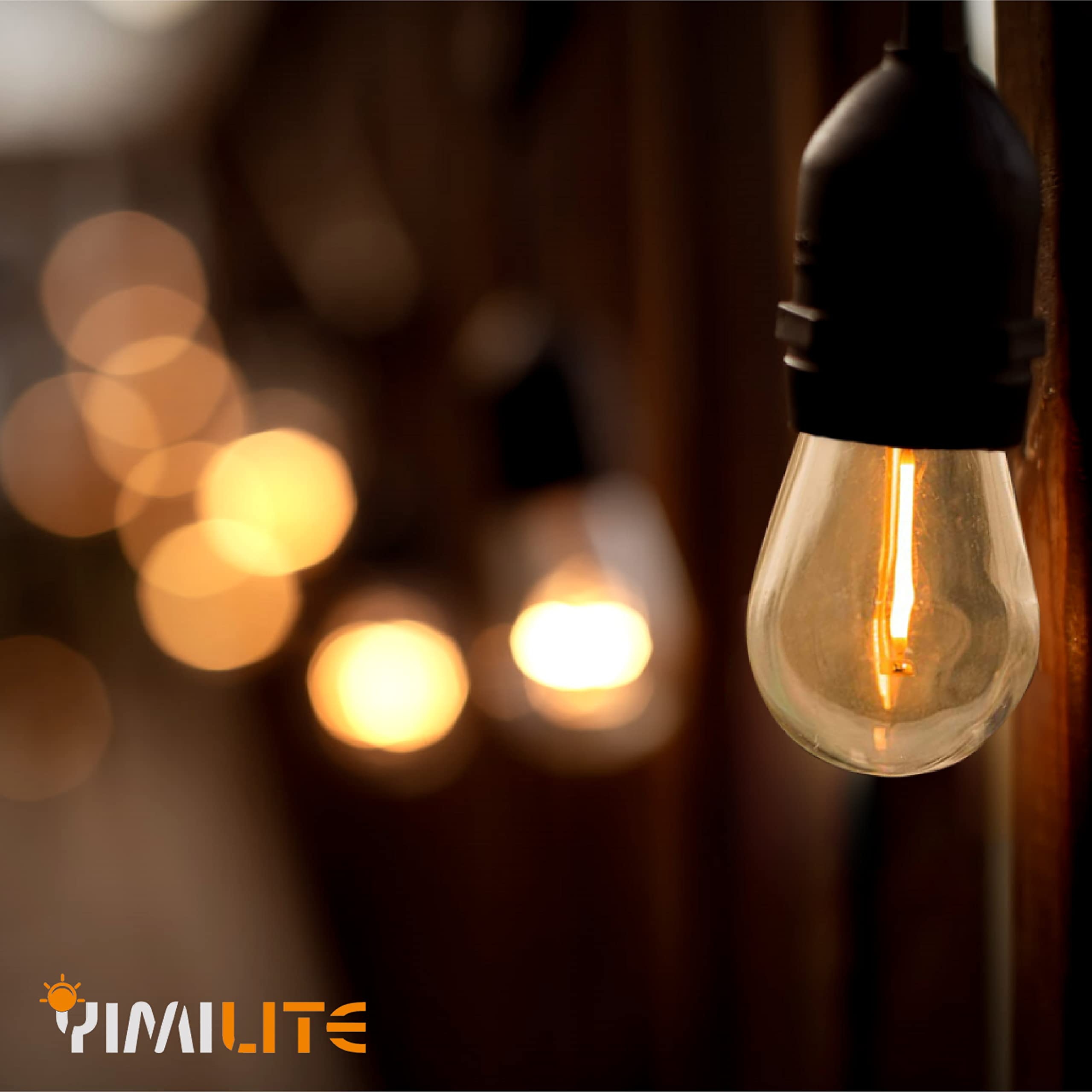 Yimilite S14 Outdoor String Light Bulbs, Shatterproof Replacement Bulbs, 1W Equivalent To 10W, Waterproof 2200K Warm White Led Light Bulbs, E26 Base 25 Pack