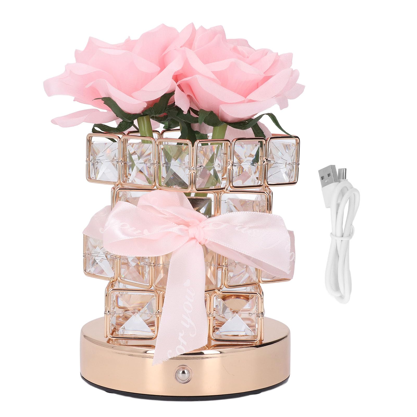 Asixxsix Rose Flower Lamp, 3 Colors Dimmable Rose Table Lamp Rechargeable Touch Control Roses Crystal Table Lamp, Cordless Roses Light, Cordless Touch Lamp For Valentine Birthday, Home
