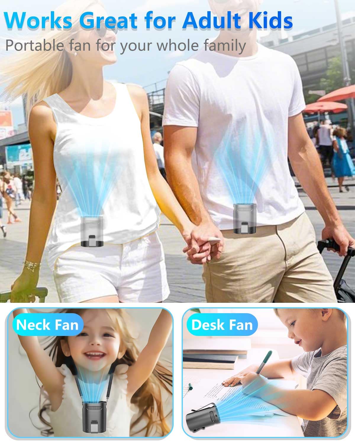 Waist Fan Clip On-Mini Lightweight Portable Fans Rechargeable Under Shirt Belt Pants Body Fans