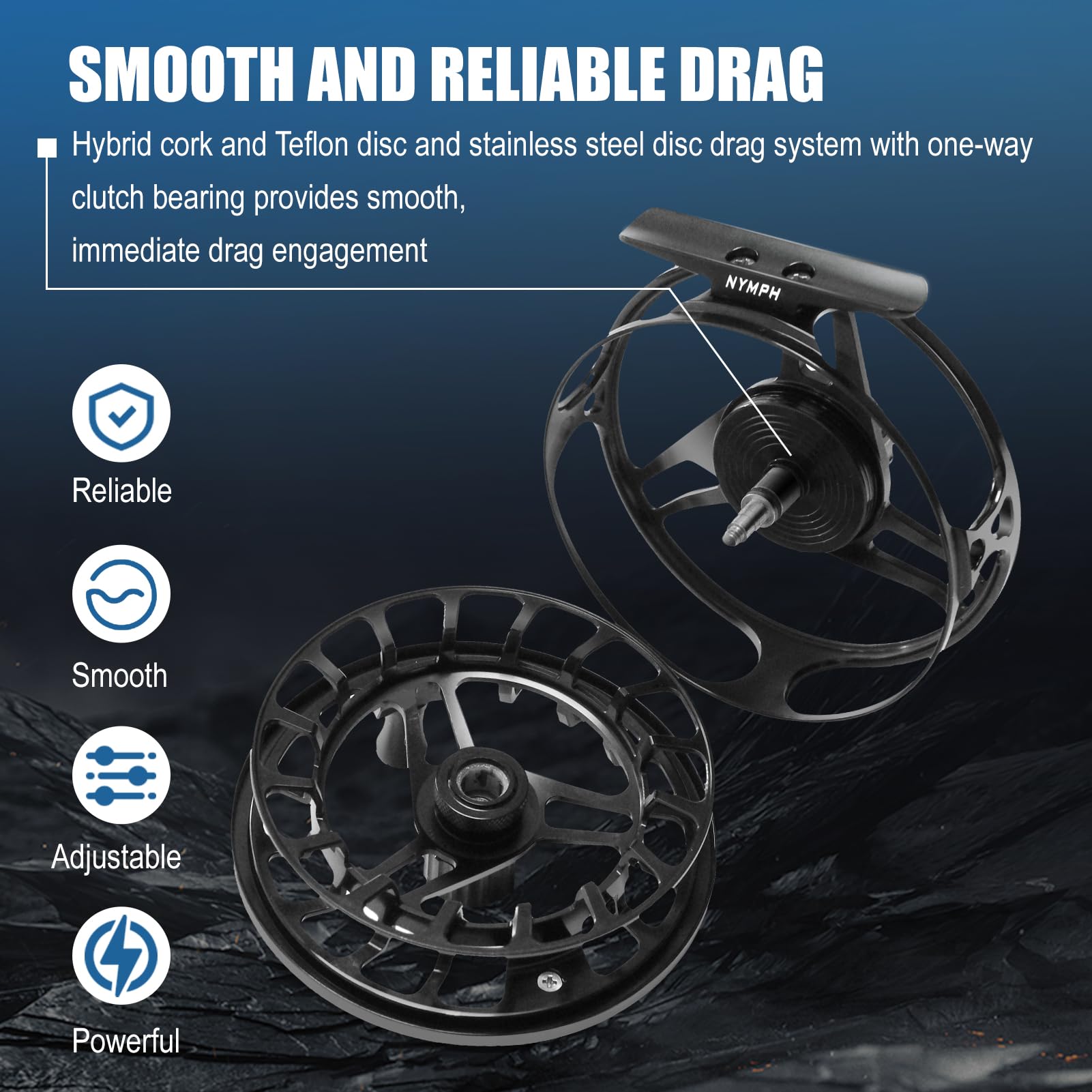 M Maximumcatch Maxcatch Avid Pro Nymph Fly Reel, Cnc-Machined Large Arbor Full Frame Fly Fishing Reel For Euro Nymph