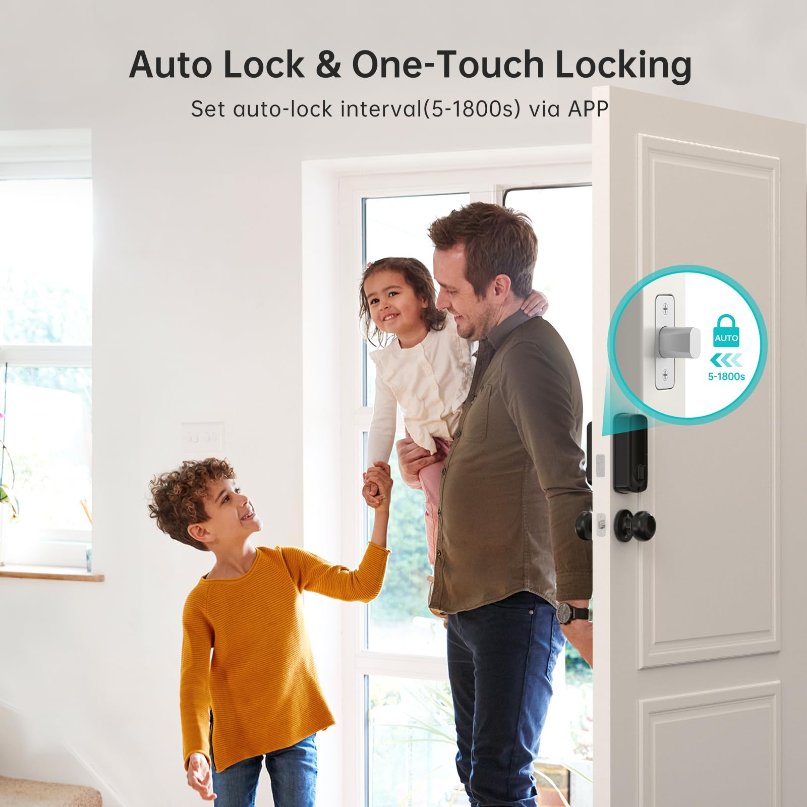 Hornbill Wifi Smart Door Lock Set: Keyless Entry Door Lock Deadbolt With Handle Set Fingerprint Front Door Lock With 2 Knobs Alexa Bluetooth Remote Code Auto Lock For Home Hotel Security Black