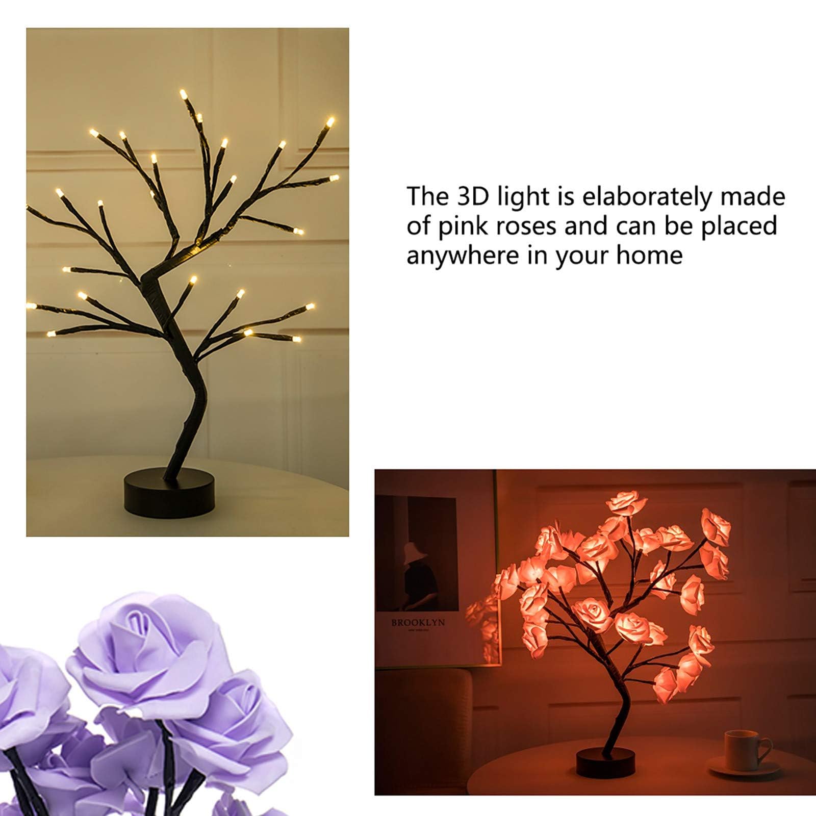 Sogooded Endless Rose Lamp, Rose Tree Lamp, Romantic Flower Lamp, Led Table Rose Night Light Atmosphere Decor, For Women Girls Wife Valentines Day Wedding Decor (Blue)