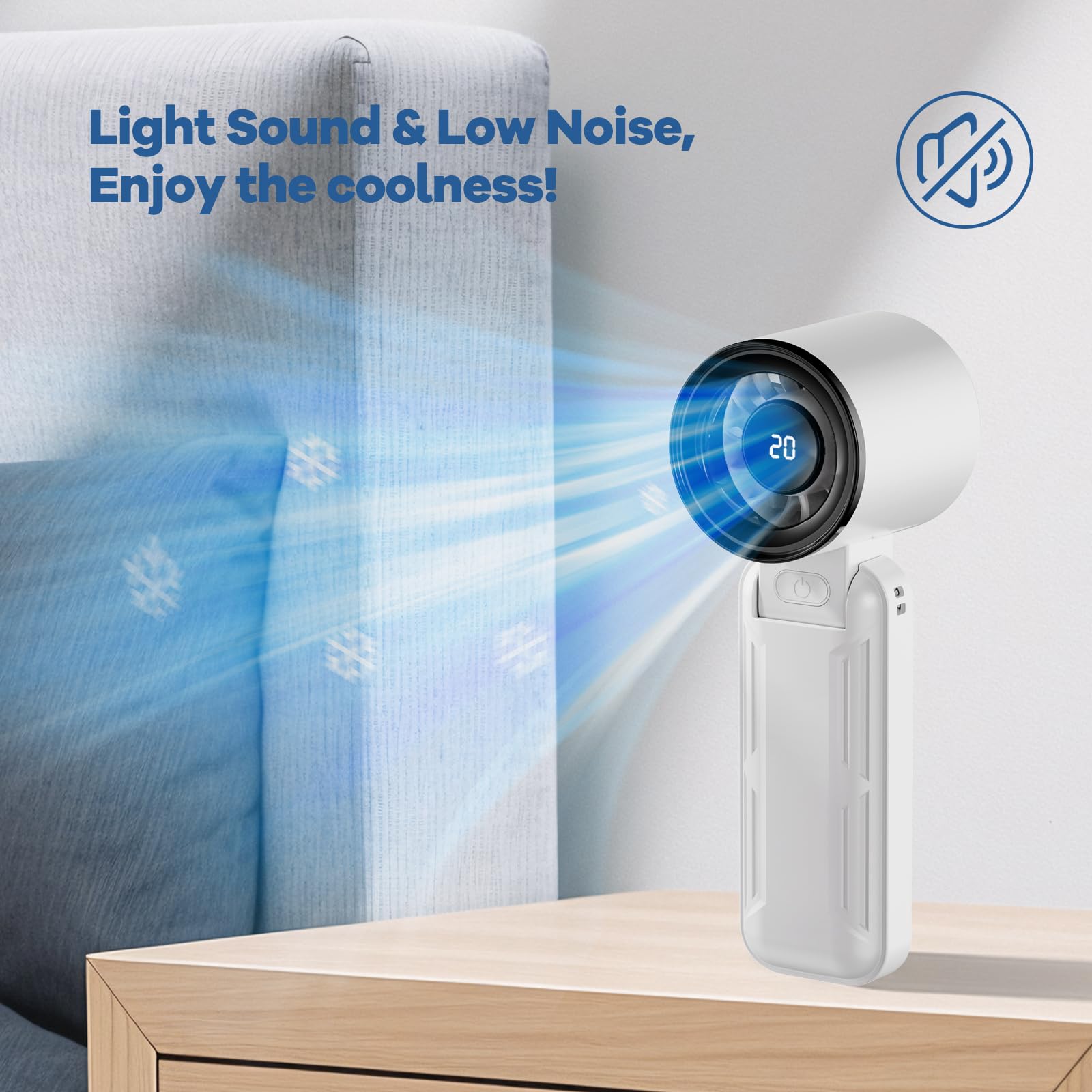 Portable Handheld Fan, 5000Mah Rechargeable Mini Fan With 5 Speed, Led Display,Type-C Fast Charger