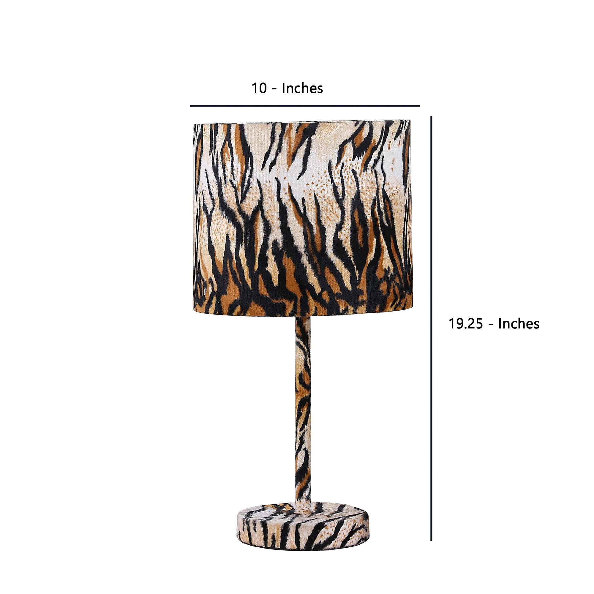 Benzara Benjara Fabric Wrapped Table Lamp With Striped Animal Print, Brown, Black