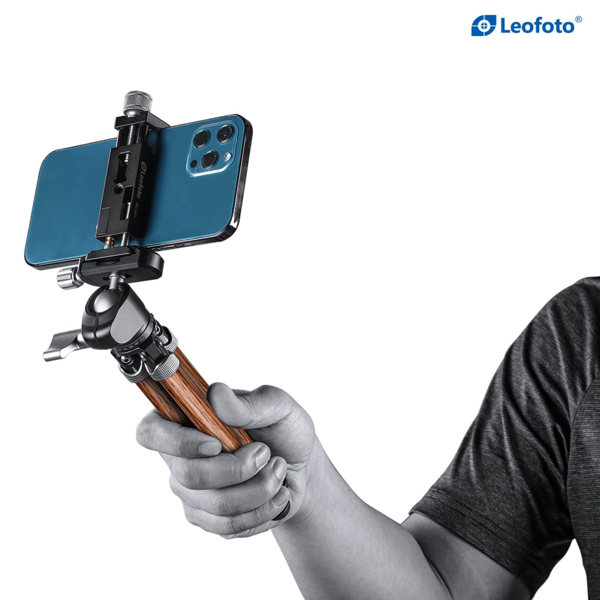 Leofoto Mt-02C+Lh-22 Carbon Fiber Mini Travel Tabletop Tripod With Ball Head Kit (Wood)