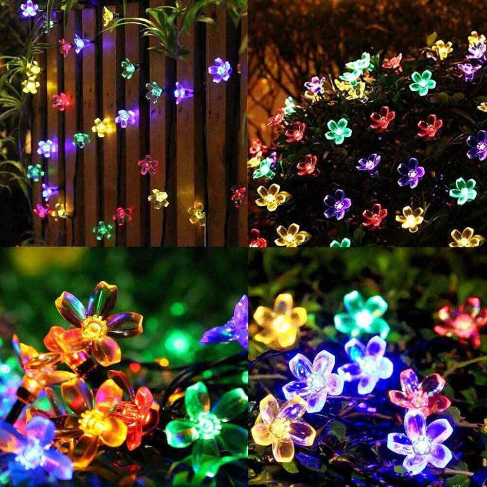 Lairtpow Solar String Flower Lights Waterproof Ip65 For Outdoor Decor Party Garden Yard Home Wedding Christmas Halloween Holiday Tree Decoration Lighting
