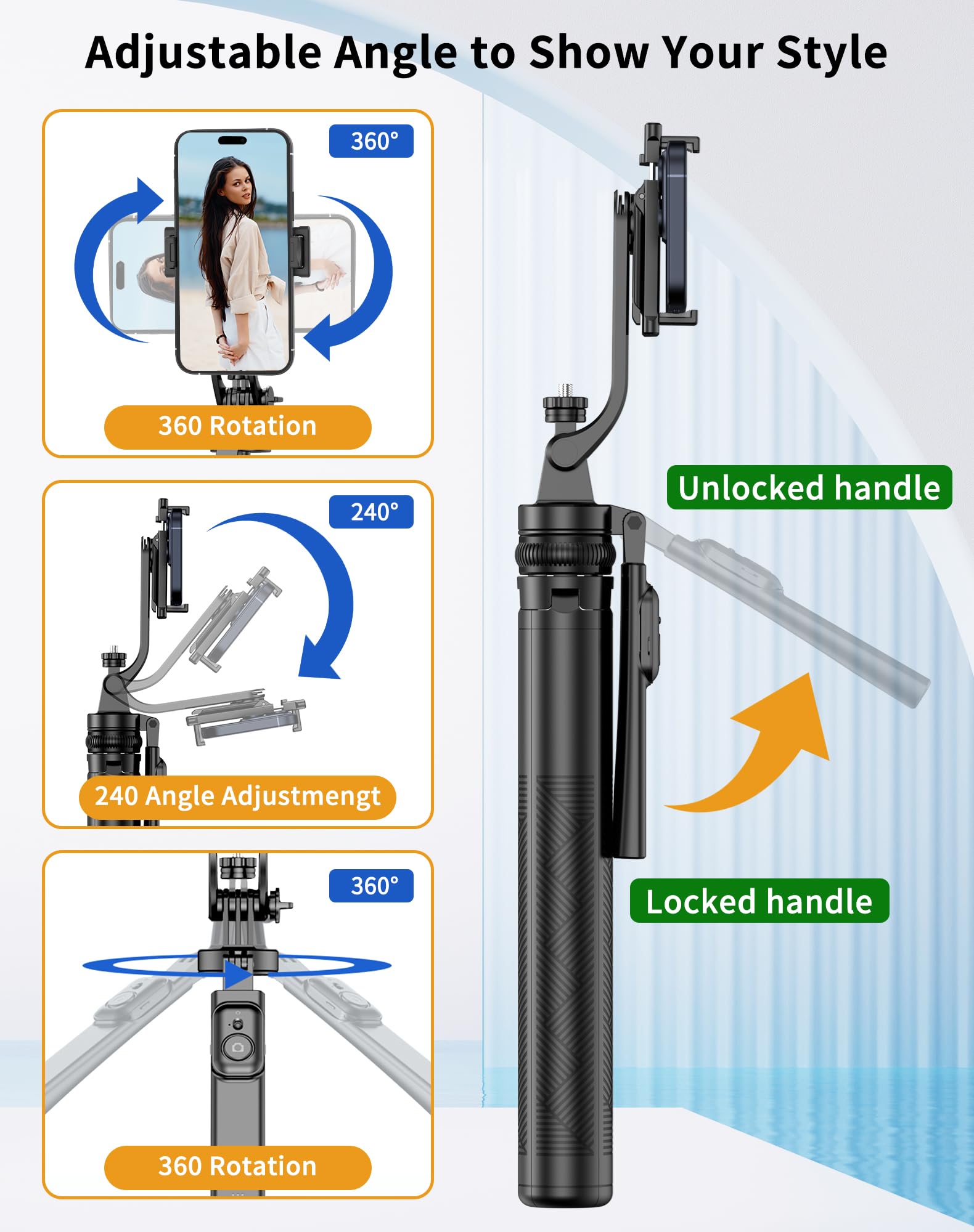 Povodo 71" Cell Phone Tripod & Selfie Stick, For Iphone Tripo D Stand, Travel Tripod With Remote, Phone Selfie Stick For Iphone 11/14/ 15/16 Compatible With All Phones,For Gopro And Cameras