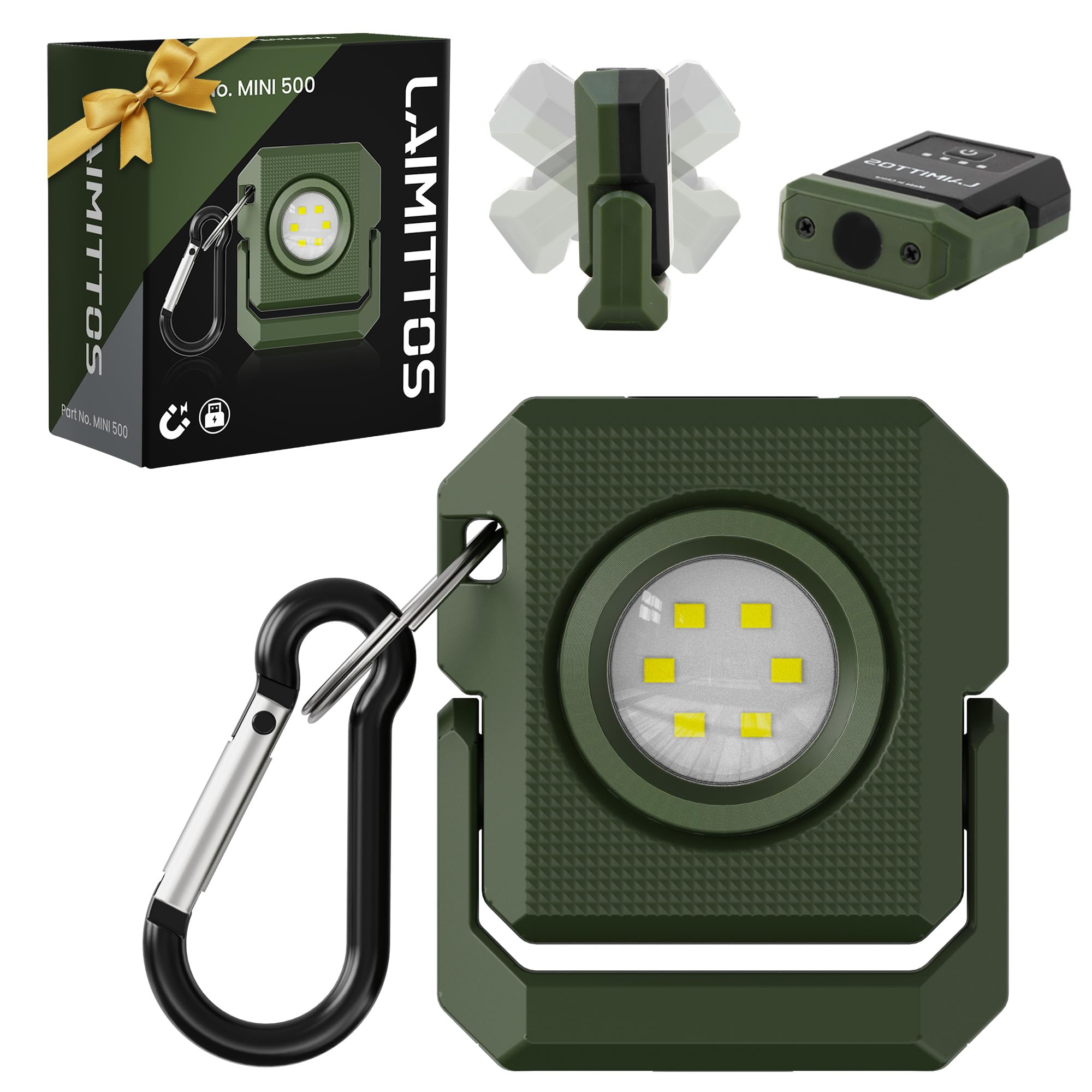 Laimittos Mini Keychain Flashlight Rechargeable Flashlights 500 Lumens Led Magnetic Flashlight With Rotatable Bracket 4 Light Modes Pocket Lights Outdoor Emergency Work Light For Camping And Hiking