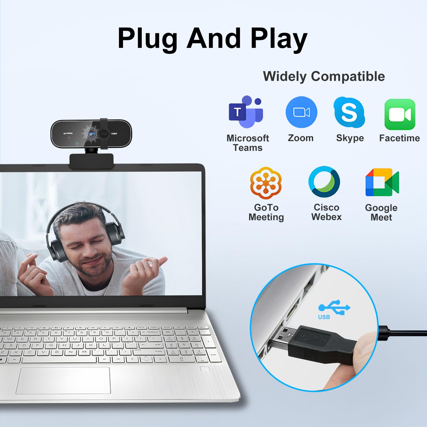 Iskovi C28 1080P Webcam With Privacy Cover And Tripod Stand, Pc Camera With Noise-Cancelling Mic, Auto Light Correction, Plug And Play, Web Camera For Streaming, Zoom/Facetime