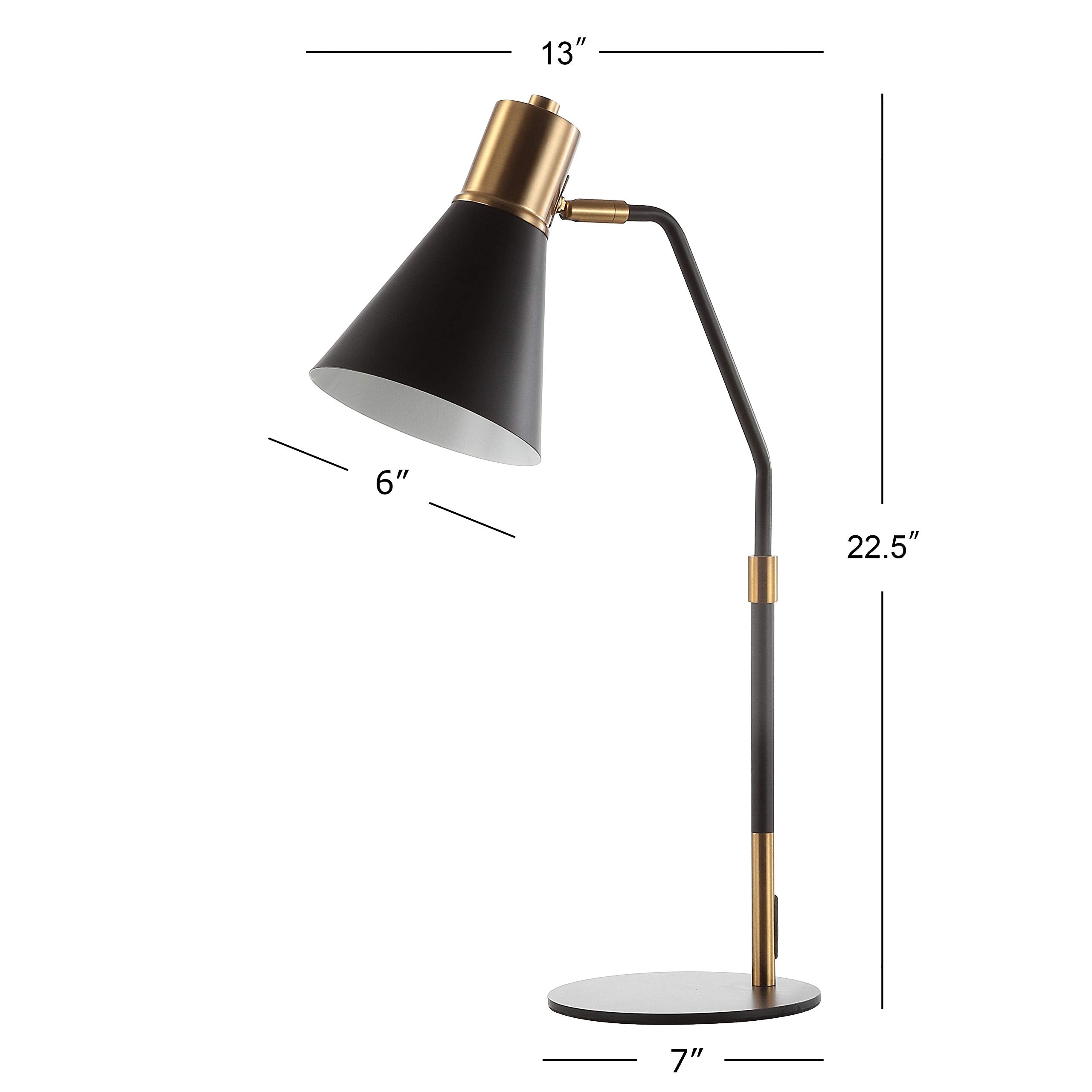 Jonathan Y Jyl6129A Apollo 22.5" Metal Led Task Lamp Contemporary For Bedroom, Living Room, Office, College Dorm, Coffee Table, Bookcase, Black/Brassgold