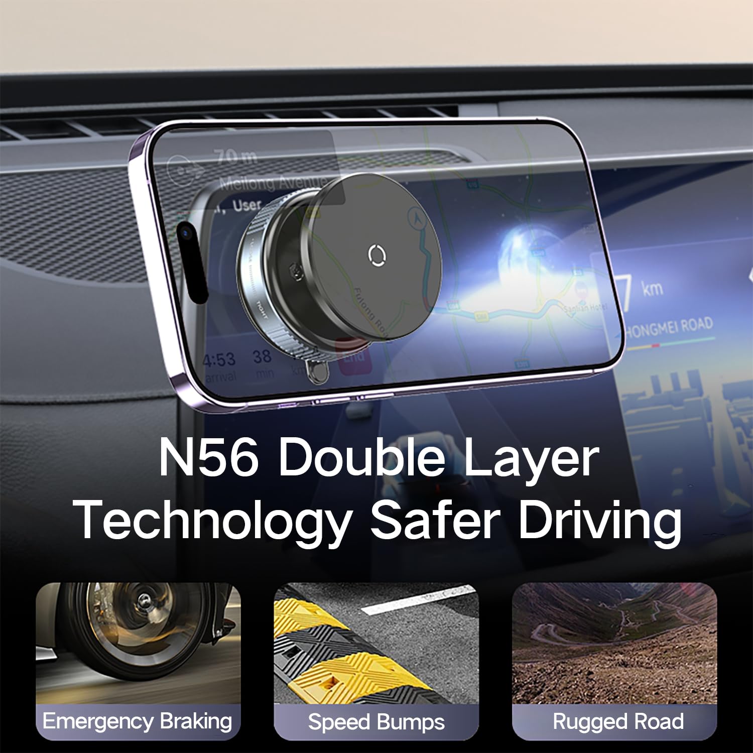 Dreambee Ultra Vacuum Magnetic Suction Car Phone Holder, 360° Rotatable Car Phone Mount, Suction Cup Car Phone Mount For Iphone 16/15/14/13/12 & All Smartphones, Hands- Holder For Car/Mirror/Glass