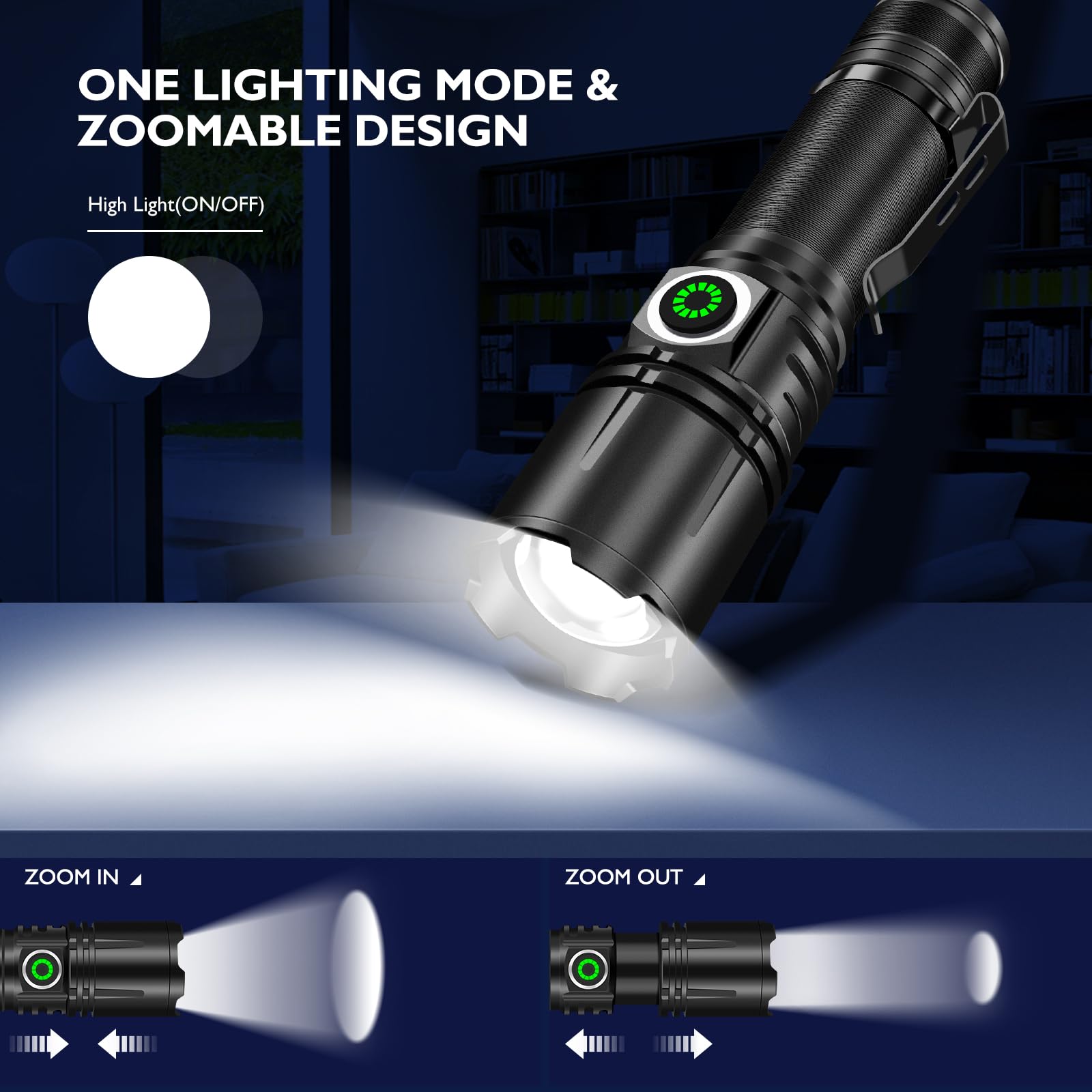 Unagea High-Powered Led Flashlights 2 Pack, Small Tactical Flashlights 30000 High Lumen, 1 Lighting Mode, Zoomable, Mini Led Flash Light With Pocket Clip For Camping, Emergency