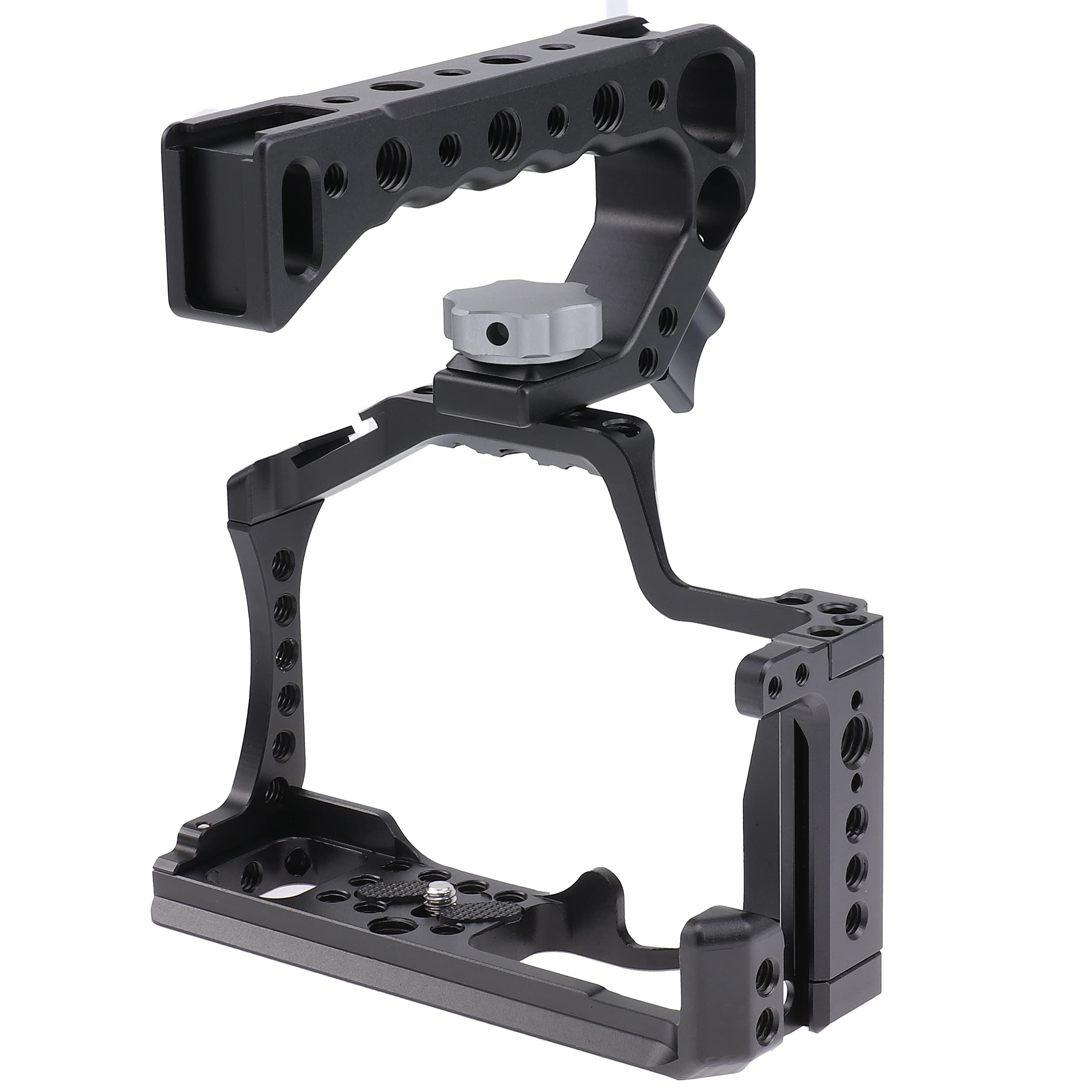 Focusfoto Camera Cage +Top/Side Handle Grip Kit, Aluminium Alloy Video Filmmaking Stabilizer Rig With Cold Shoe And 1/4" 3/8" Screw Mouting For Canon Eos M50 Mark Ii/M50/M5 Mirrorless Camera