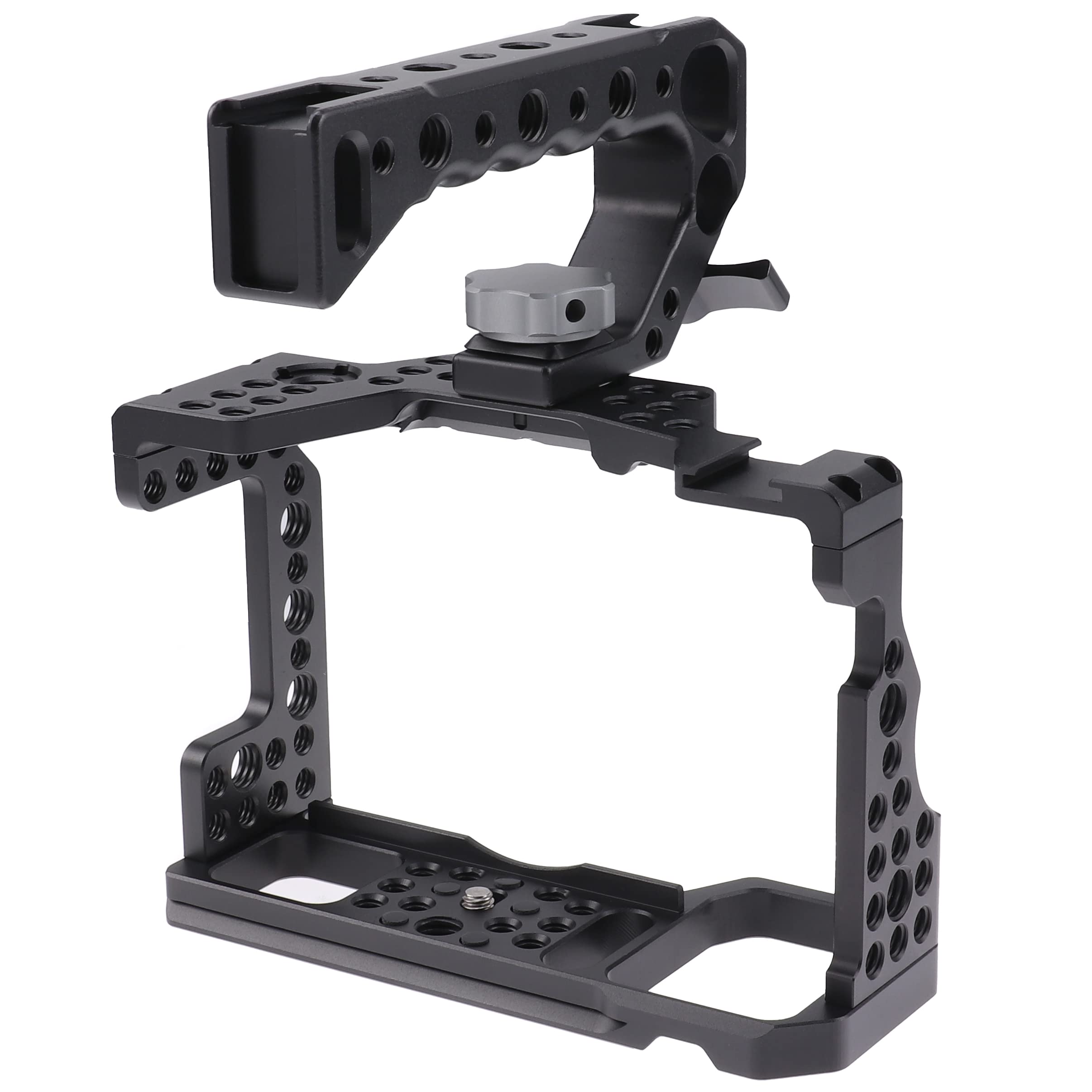 Hersmay A7Iii Cage With Top Handle,A9 Camera Cage For Sony A7Iii / A7Riii /A9 /A7Ii Mirrorless Camera,Vlogging Video Shooting Filmmaking Rig Stabilizer With 1/4" Mounting And 3/8" Arri Locating