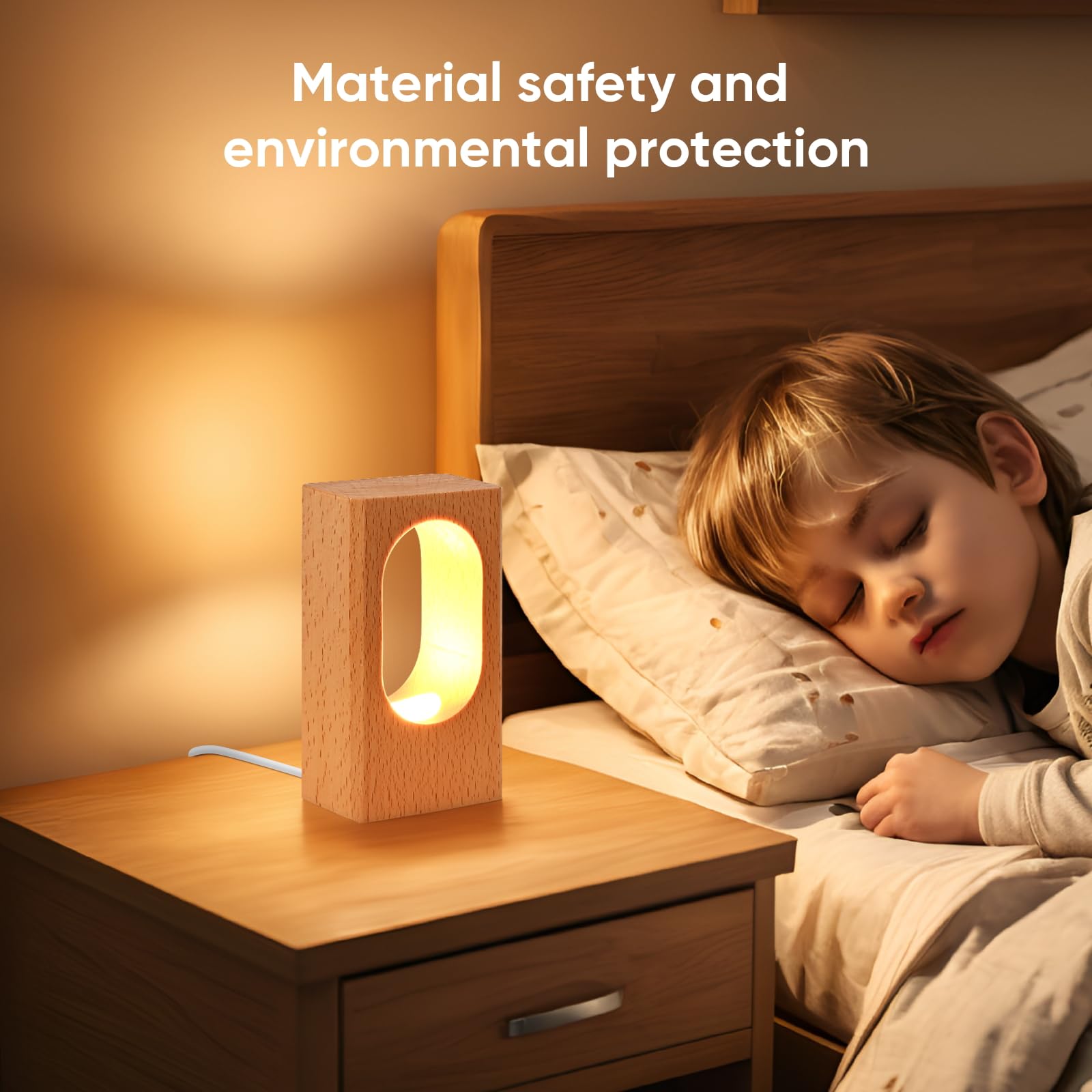 Lonrisway Led Wood Desk Lamp, Bedroom Bedside Night Light, Dimmable Led Lighting, Creative Home Decor Table Lamp, Unique House Warmging