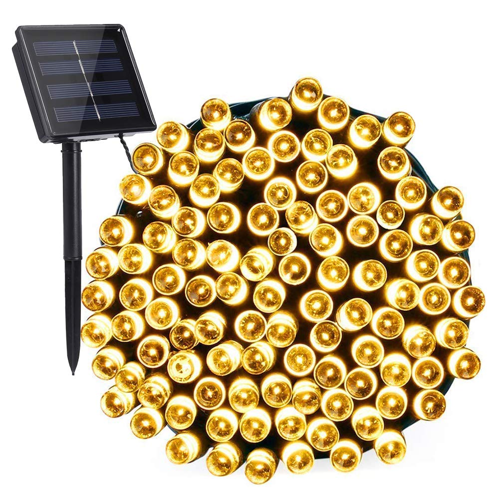 Toodour Solar Christmas Lights, 72Ft 200 Led 8 Modes Outdoor Christmas String Lights, Waterproof Solar Fairy Lights For Christmas Tree, Fence, Holiday, Party, Balcony, Christmas Decor - Warm White