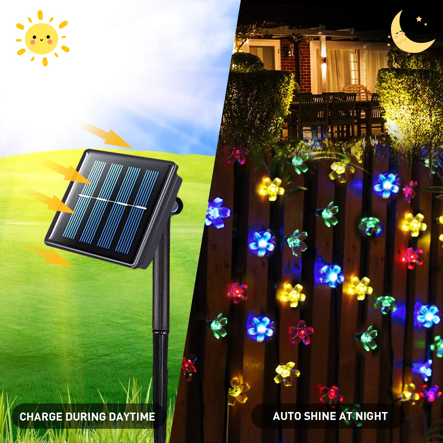 Jmexsuss Solar String Lights Outdoor Waterproof For Garden Outside Decoration