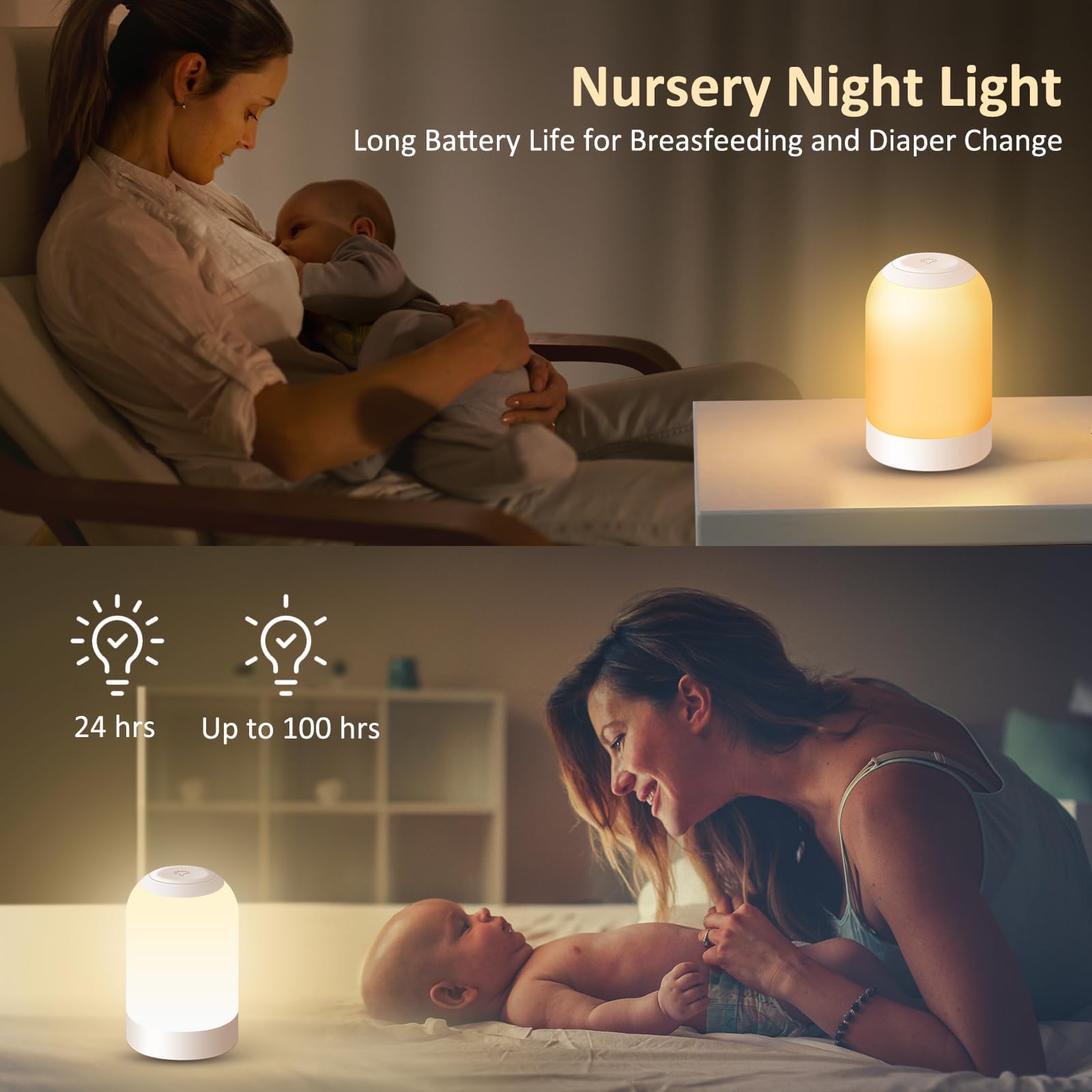 G Keni Touch Bedside Night Lamp, Baby Nursery Night Light For Kids Adults, Egg Lights With Timer, Dimmable Small Mini Lamp For Nightstand/Bedroom/Living Room, Usb Rechargeable, White/Natural/Warm