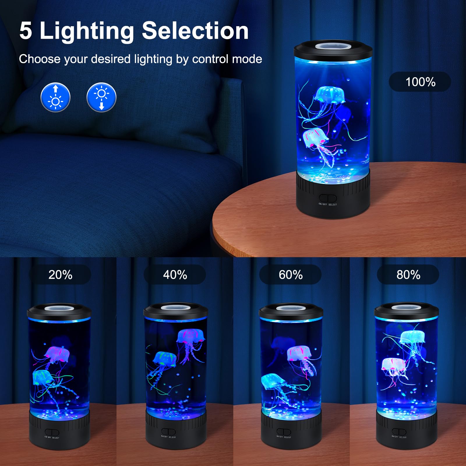 Relity Jellyfish Tank Table Lamp Remote Control With Color Changing Light For Kids Men Women Home Deco For Room Mood Light For Relax