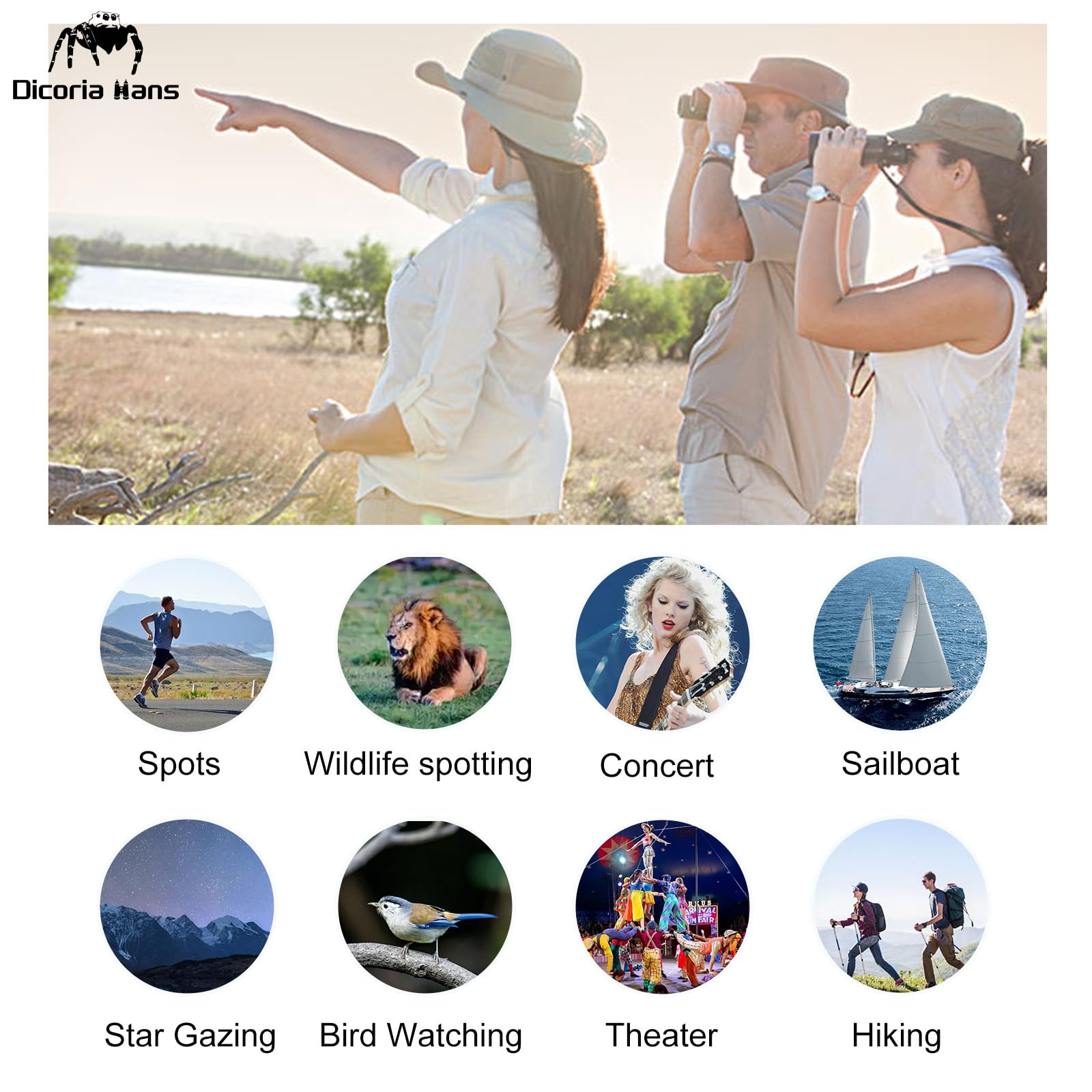 Dicoria Hans 12X25 Small Binoculars Compact Adults,Bk7-D Prism,Mini Kids Binoculars Boys For Bird Watching,Concert Theater Opera