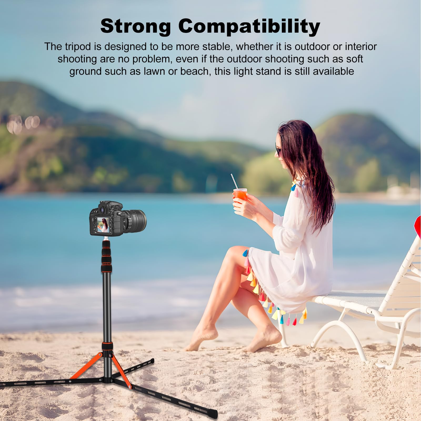 Soonpho Soopho Portable Photography Light Stand Adjustable 7Ft Aluminum Light Tripod Stand With 180° Reversible Leg Reversible Portable Studio Lighting Tripod ，Maximum Height 86.5“/220Cm For Flsah Softboxes