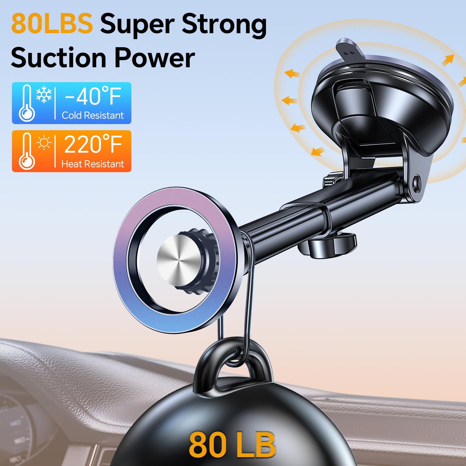 Coolpow For Magsafe Car Mount【 Windshield + Vent + Dash 】 Magnetic Phone Holder For Car Phone Holder Mount Cell Phone Holders For Your Car Truck Suction Car Phone Mount For Iphone 16 Pro Max 15 14 13 12 Plus