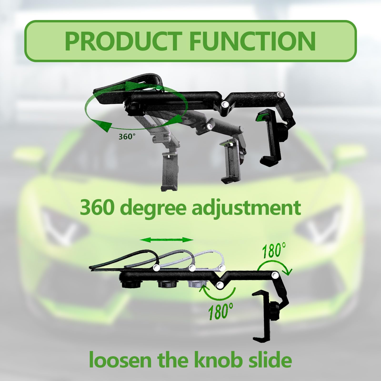 Pleoos Sun Visor Car Phone Holder, 360° Rearview Phone Holder For Car Sun Visor, Retractable Car Phone Mount Compatible With Iphone/Android/Samsung