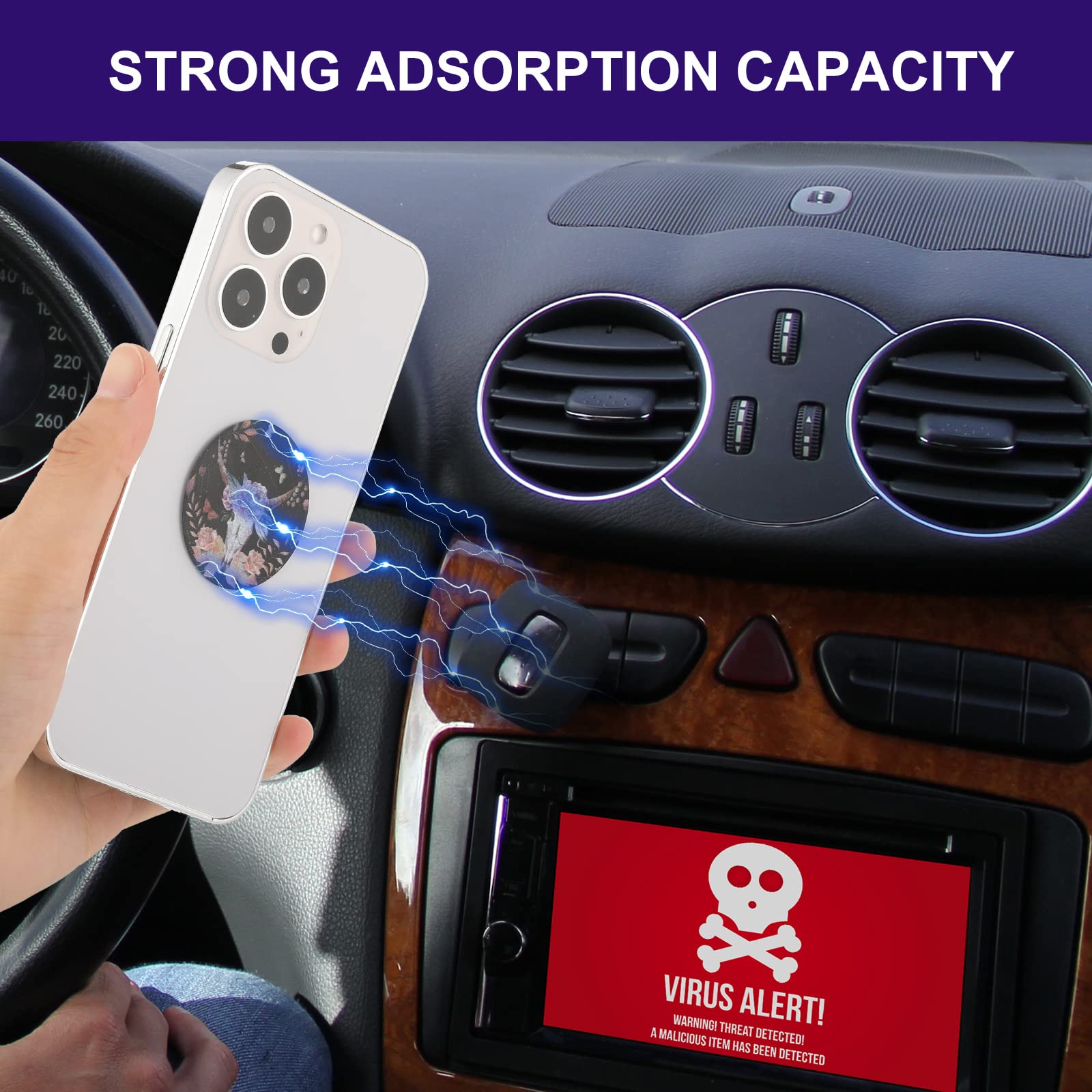 Weewooday 8 Pcs Phone Magnet Car Metal Mount Plate For Cell Holder Compatible With Magnetic Car Mounts Replacement Sticker(Unicorn Style)