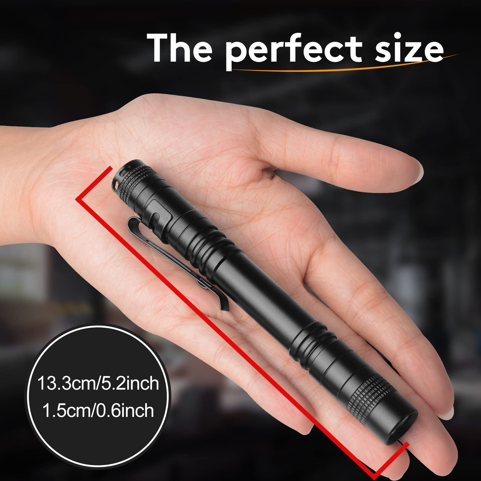 Waoniq Flashlight, 2 Pcs Mini Pen Led Lights, High Lumens, Pocket Size, Removable Clip, Wide Application, Batteries Not Included