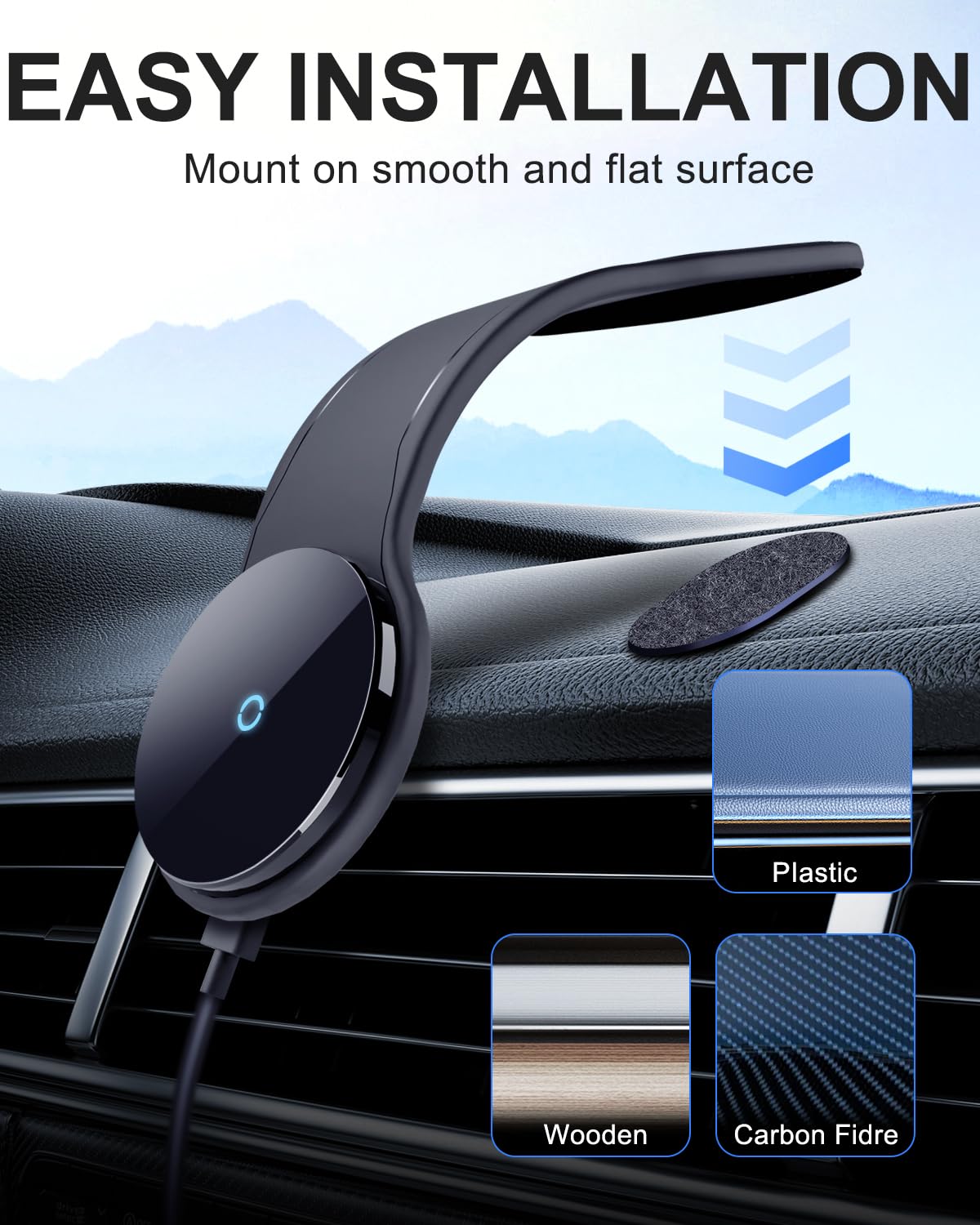 Ankeway 15W Wireless Car Mount Charger [ ], Magnetic Fast Charging Car Holder Charger Compatible With Iphone 16 15 14 13 12 Series & Magsafe Case, Relocatable Car Phone Holder