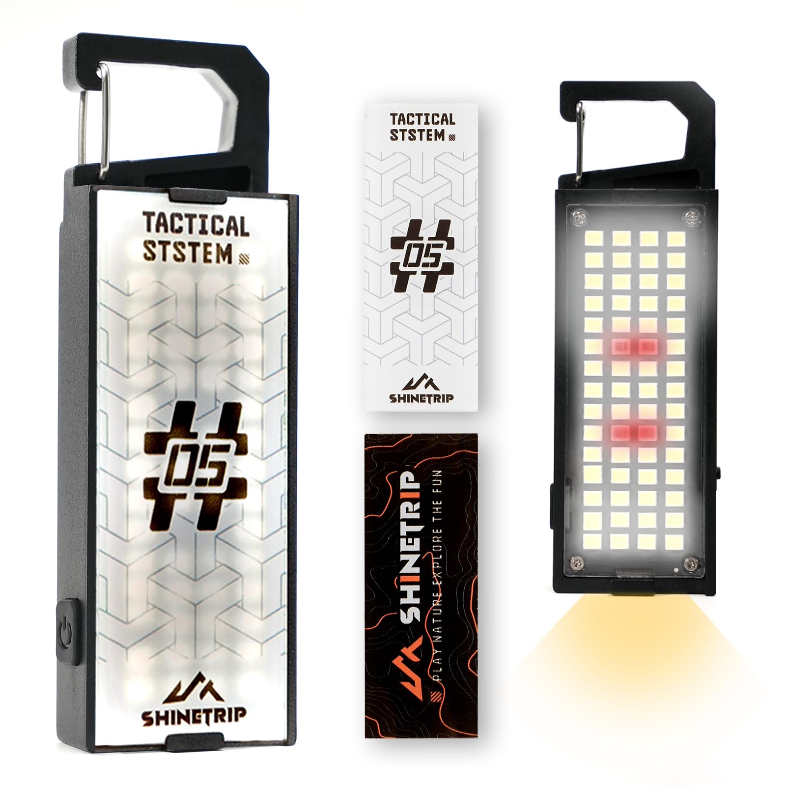 Alpcraft Rechargeable Keychain Flashlight, Utility Edc Flashlight, Multi-Use Survival Led Light With Carabiner Clip, Compact Pocket Camping Magnetic Warning Ligh For Emergency, Cycling, Replaceable Diy Card