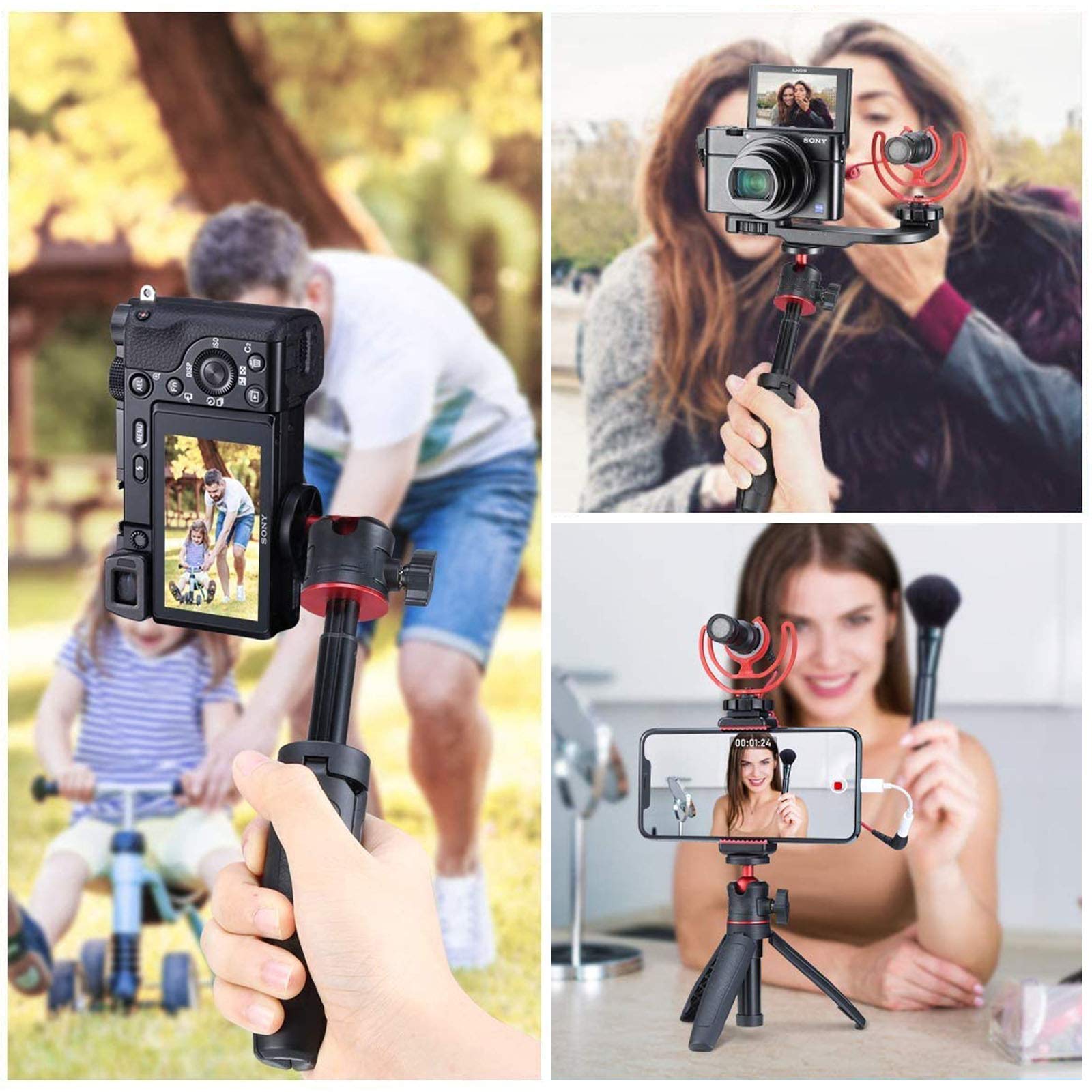 Undade Extendable Mini Selfie Stick Tripod Two In One, 1/4" Screw Universal For Sony/Nikon/Fujifilm Vlog Camera, Extendable Handheld Portable Vlogging Tripod Mount, Video Shooting Filming Table Stand