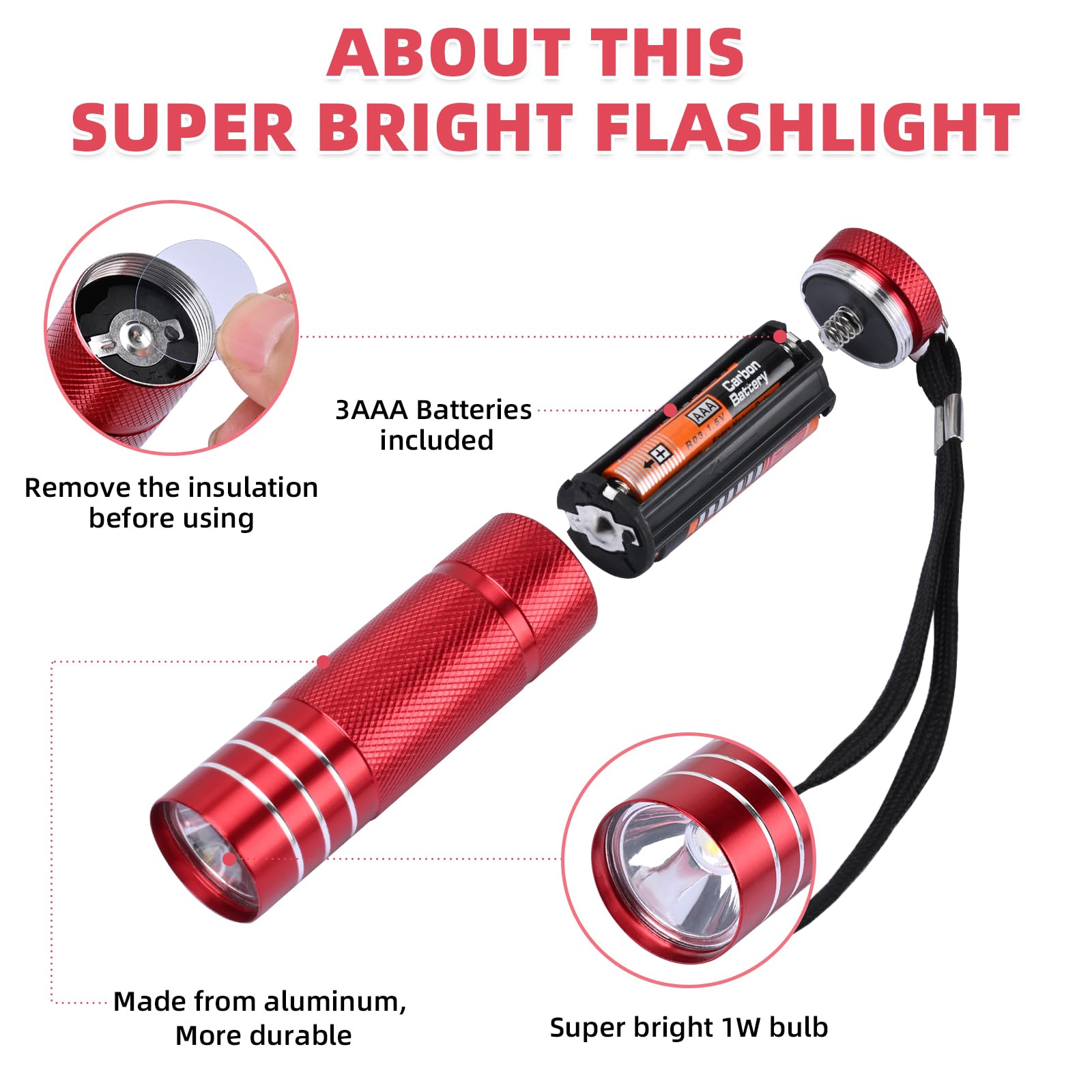 Yikosam 30-Pack Super Bright Mini Flashlight, 1W Aluminum Flashlights Bulk Set With Fluorescent Button Aaa Batteries Included For Night Emergency Party Hiking Backpacking Pocket