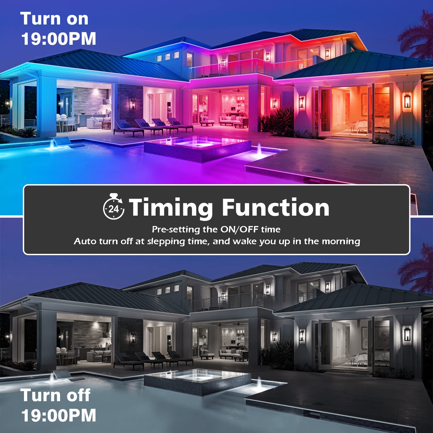 Aulimhti 100Ft Outdoor Led Strip Lights Waterproof,Music Sync Rgb Ip65 Outside Led Light Strips Waterproof With App And Remote,Exterior Led Rope Lights Waterproof For Deck,Balcony,Roof,Garden,Pool