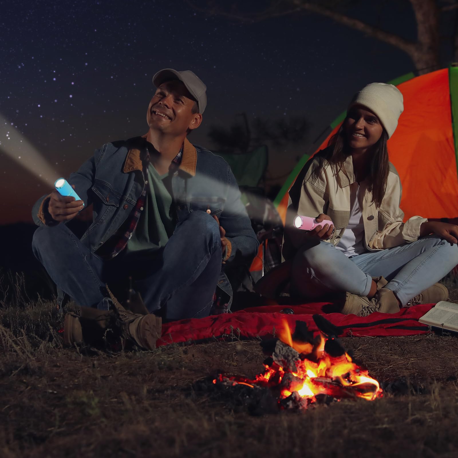 Patikil 9 Led Glow In Dark Flashlights, Mini Aluminum Flashlight Rubber Coated Flashlight With Strap For Camping, Hiking, Party, Pink